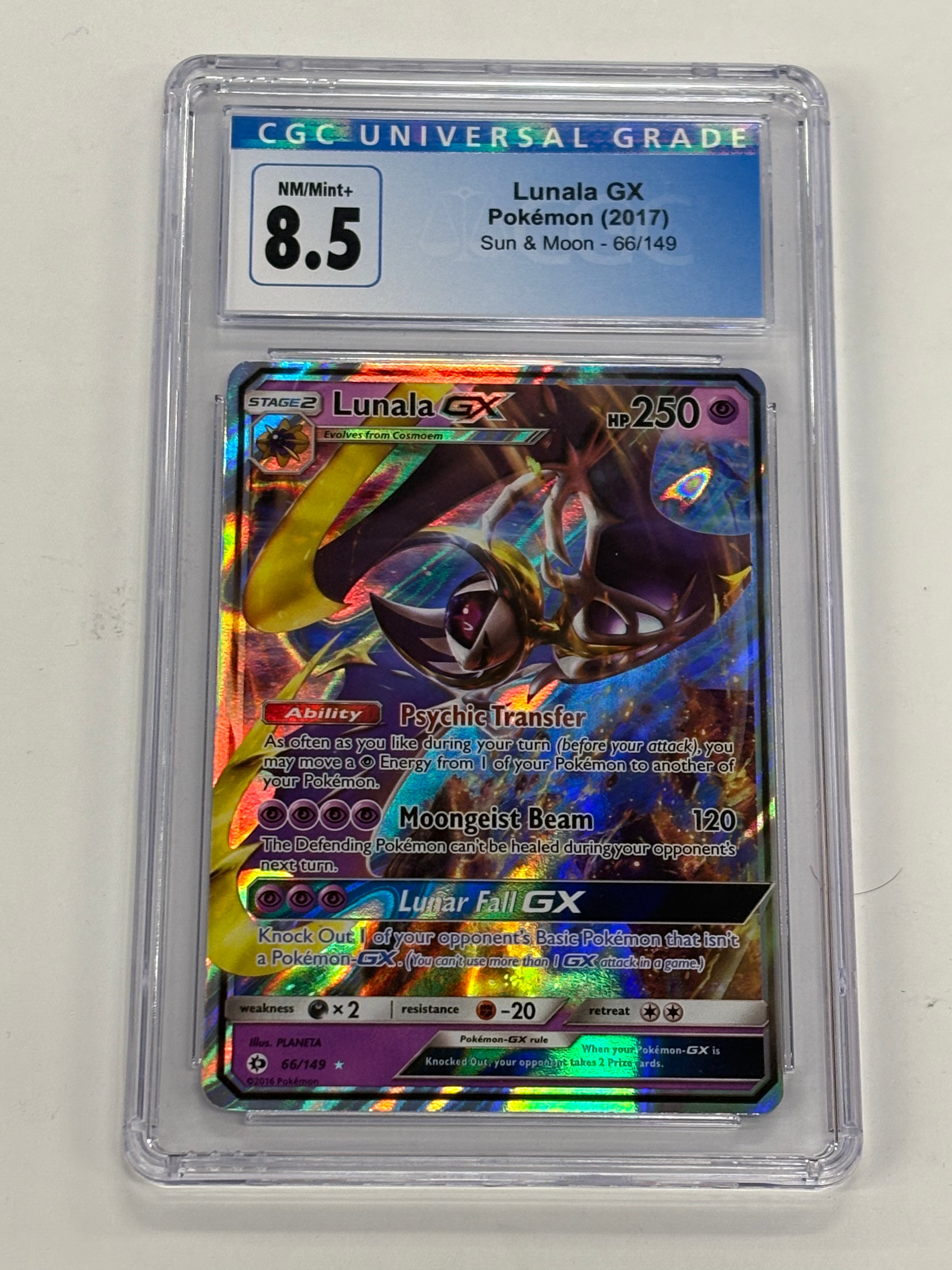 Pokémon TCG - CGC NM/Mint+ 8.5 Sun & Moon Lunala GX 66/149 Holo