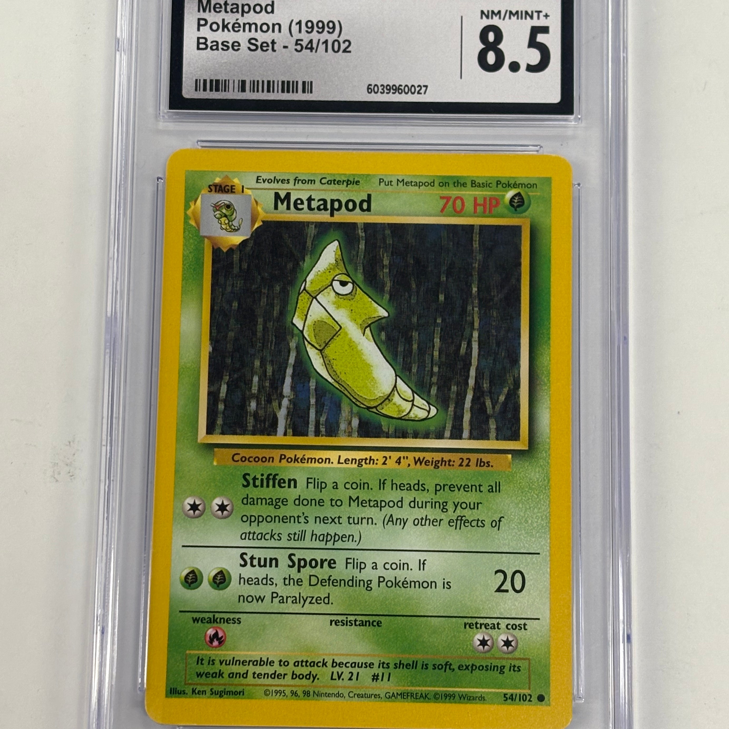Pokémon TCG - CGC NM/Mint+ 8.5 Base Set Unlimited Metapod 54/102