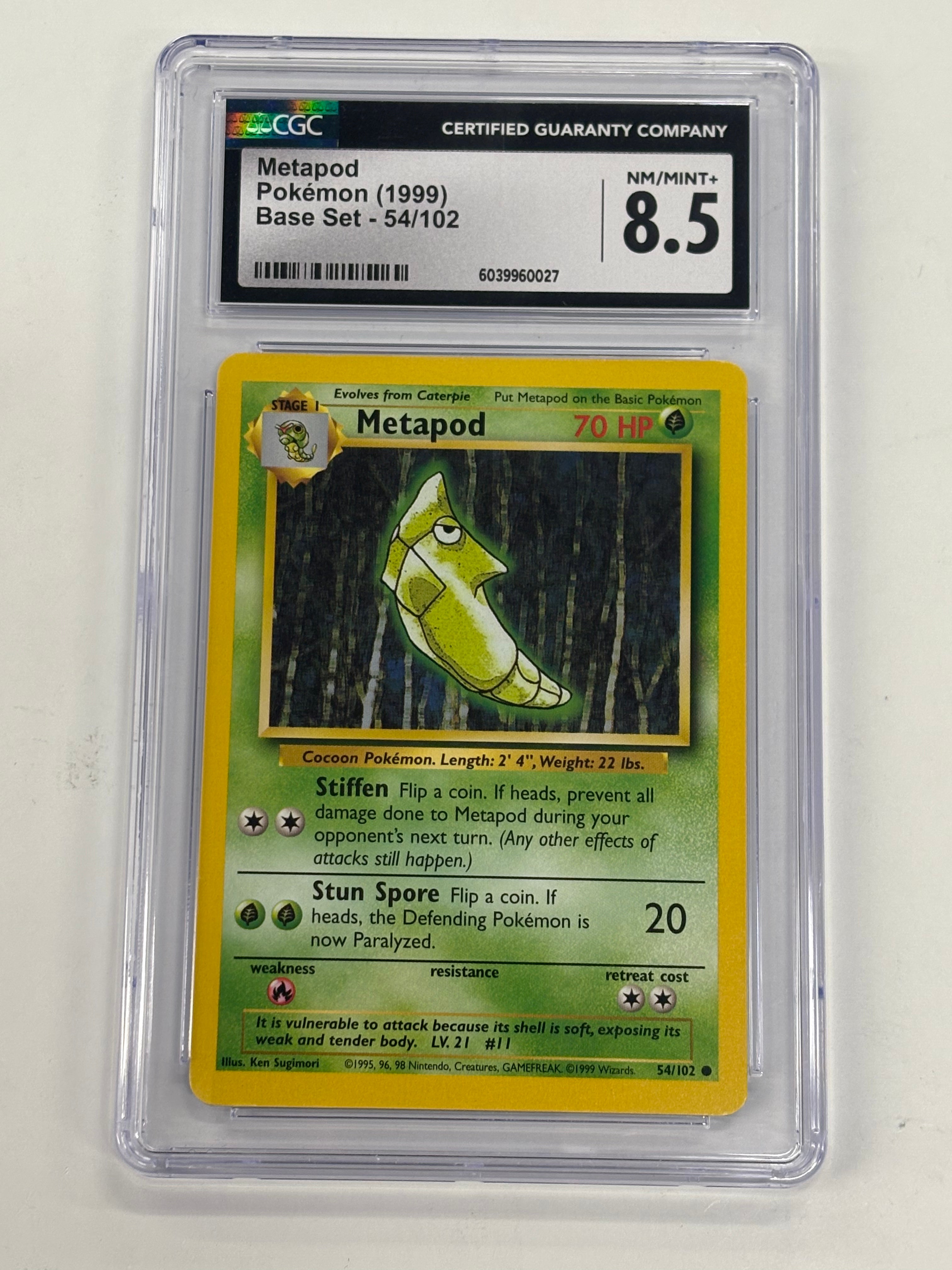 Pokémon TCG - CGC NM/Mint+ 8.5 Base Set Unlimited Metapod 54/102