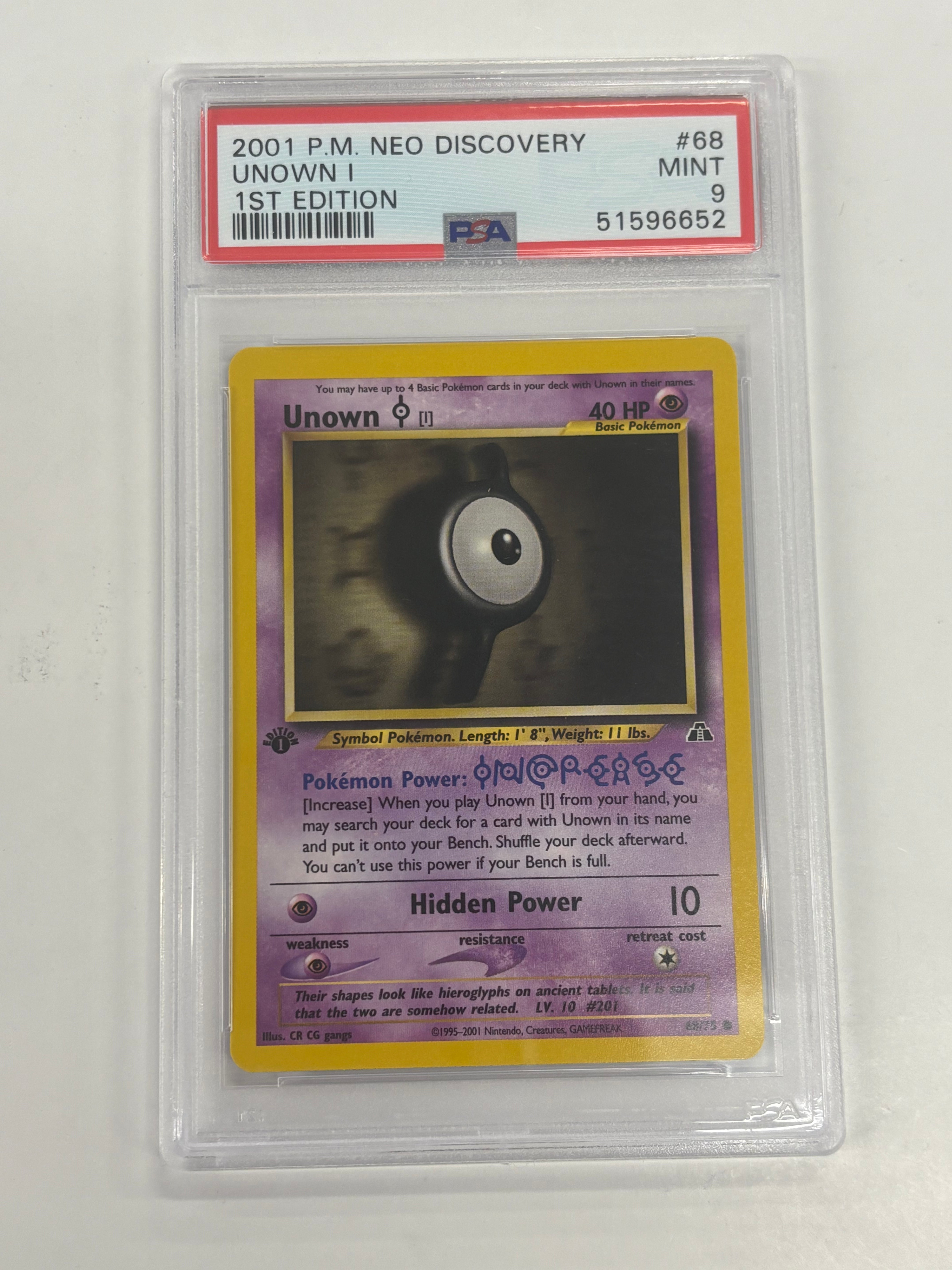 Pokémon TCG - PSA MINT 9 Neo Discovery 1st Unown I 68/75