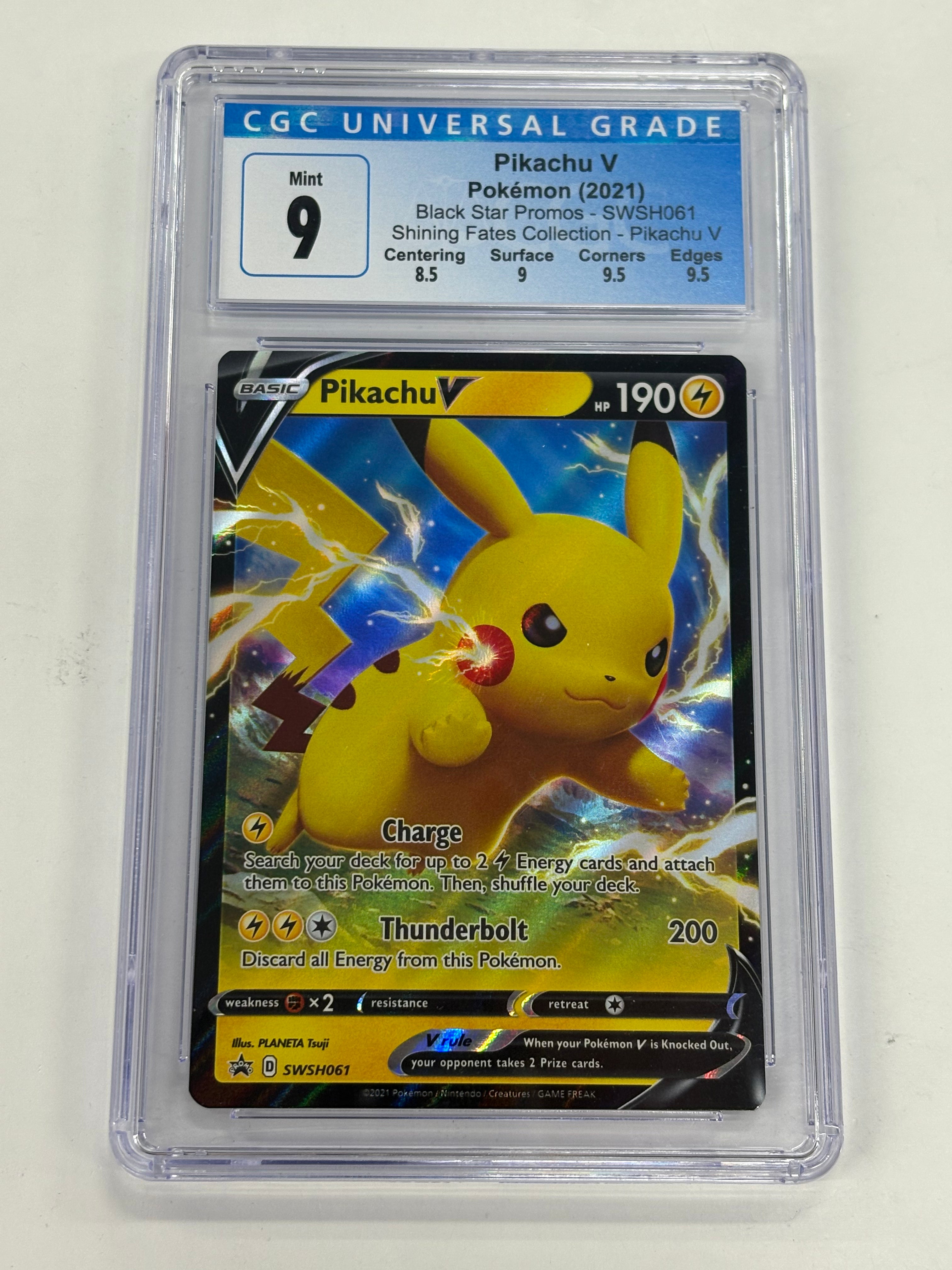 Pokémon TCG - CGC Mint 9 Shining Fates Collection Black Star Promo Pikachu V SWSH061