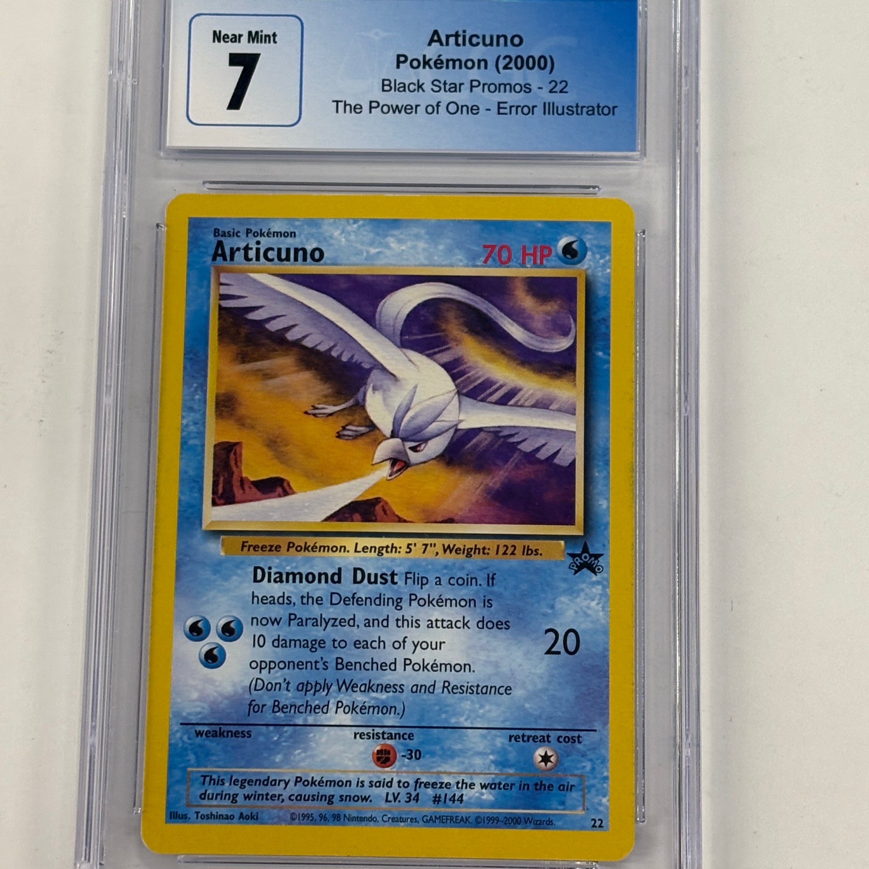 Pokémon TCG - CGC Near Mint 7 The Power of One Black Star Promos Articuno #22 Error Illustrator