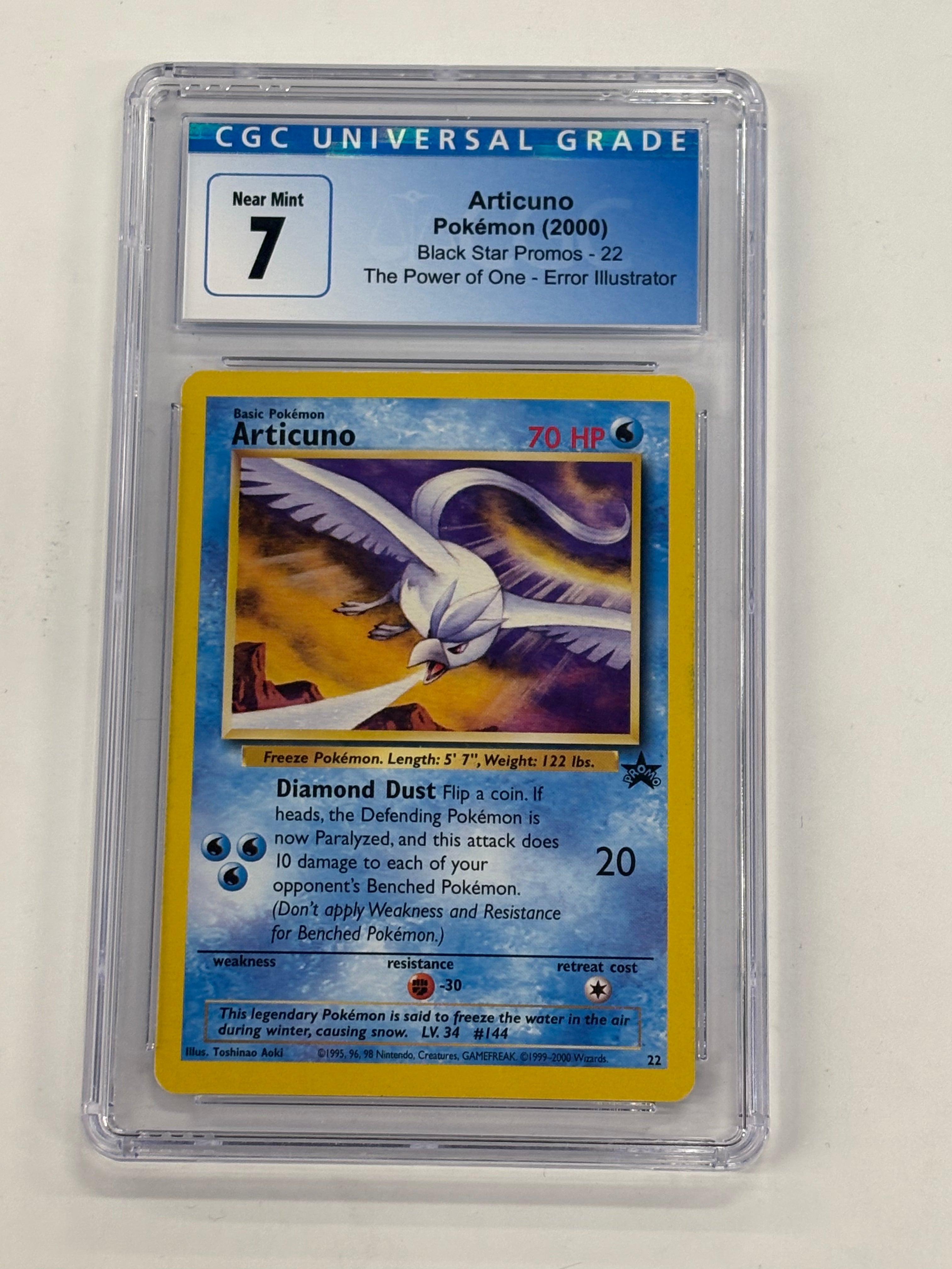 Pokémon TCG - CGC Near Mint 7 The Power of One Black Star Promos Articuno #22 Error Illustrator