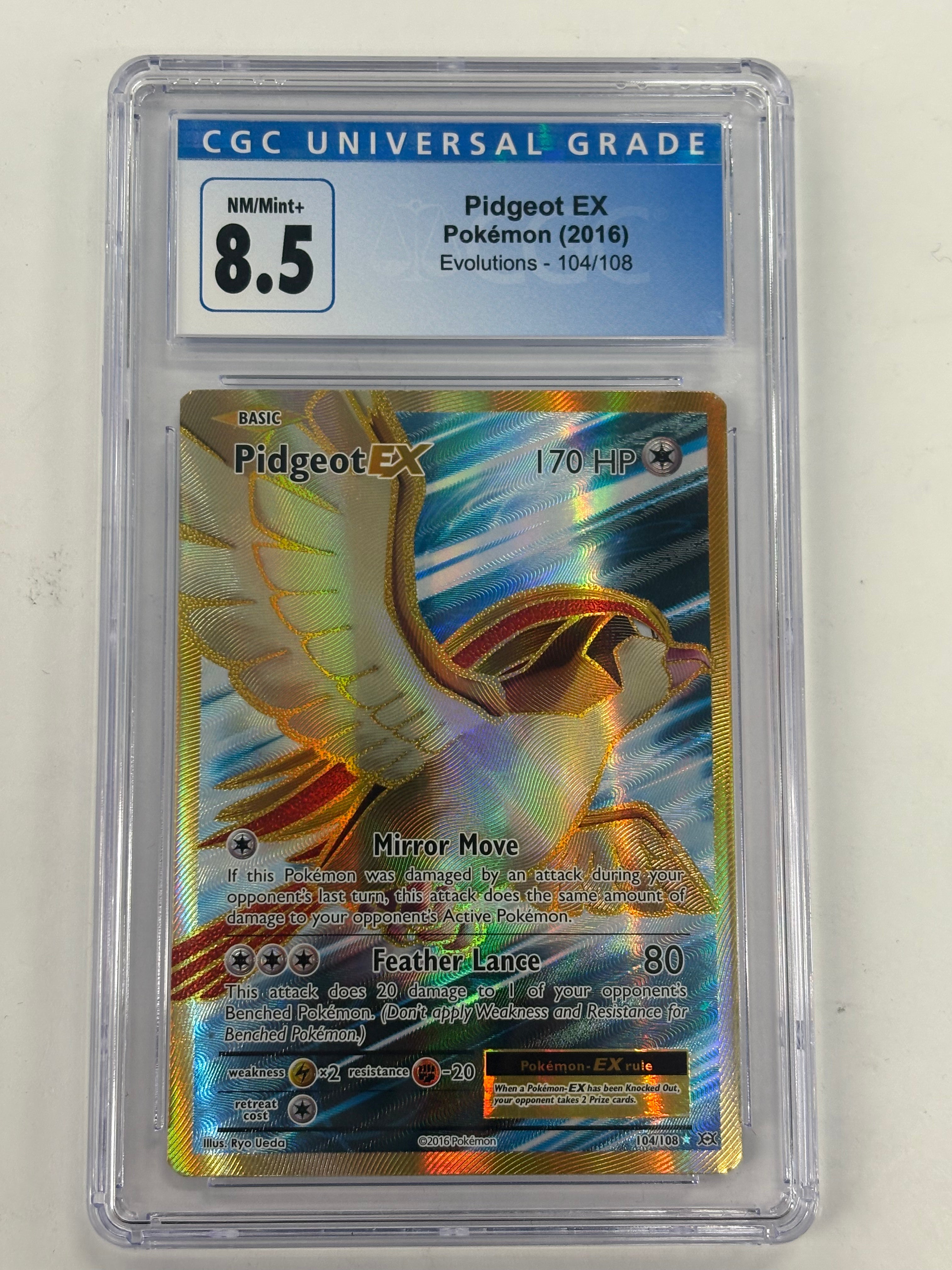 Pokémon TCG - CGC NM/Mint+ 8.5 Evolutions Pidgeot EX 104/108 Full Art