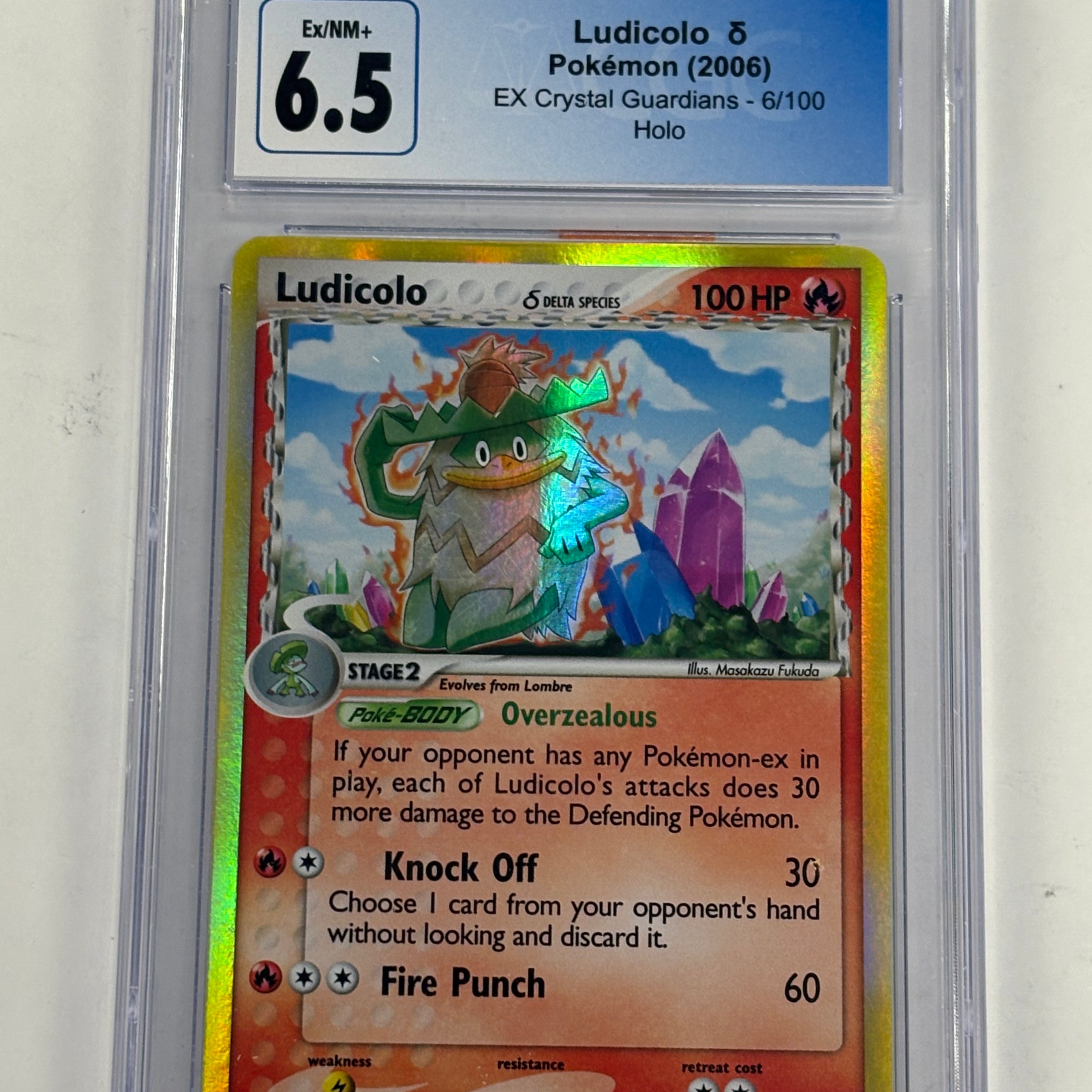 Pokémon TCG - CGC Ex/NM+ 6.5 EX Crystal Guardians Ludicolo Delta Species 6/100 Holo