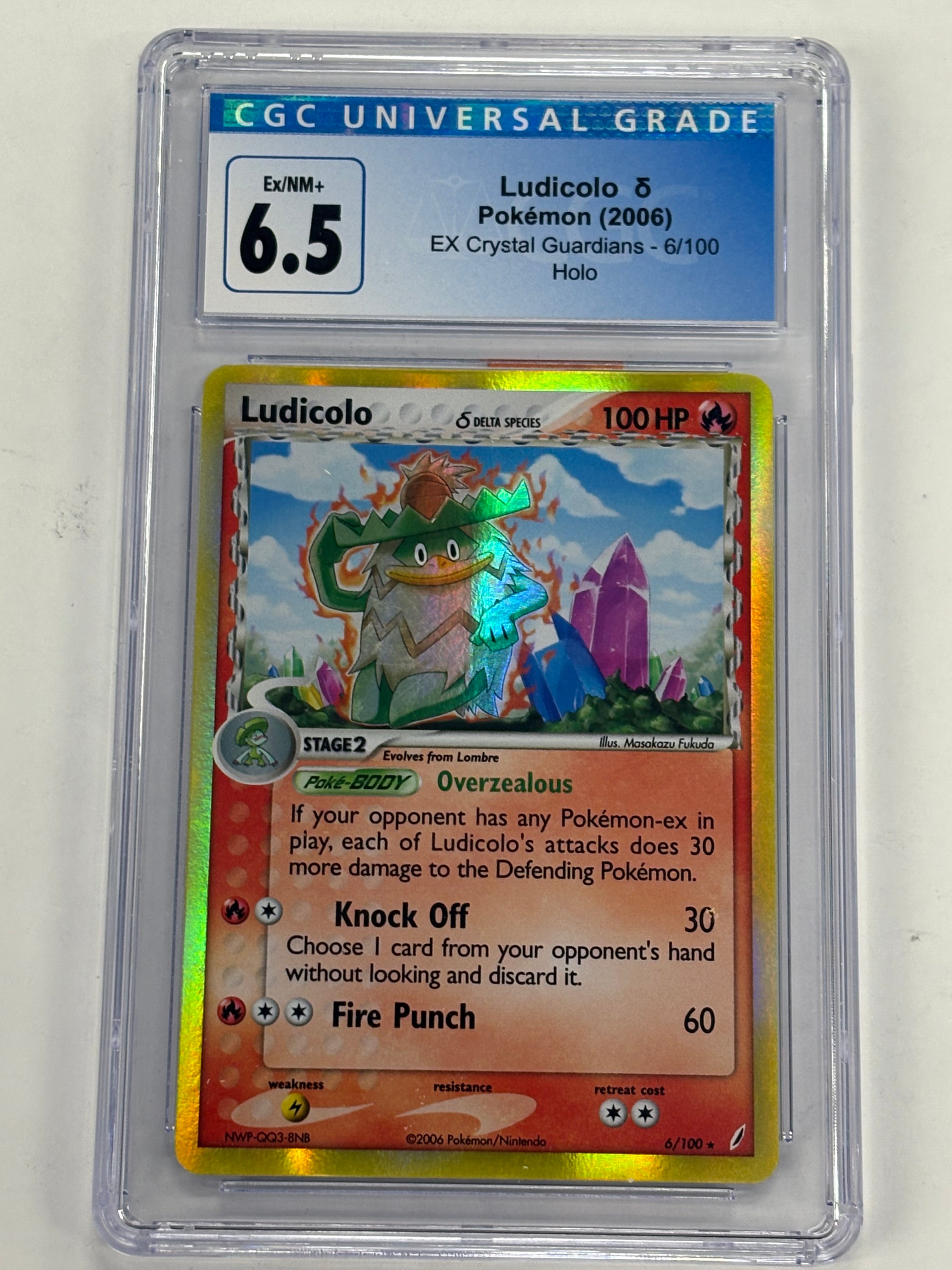 Pokémon TCG - CGC Ex/NM+ 6.5 EX Crystal Guardians Ludicolo Delta Species 6/100 Holo