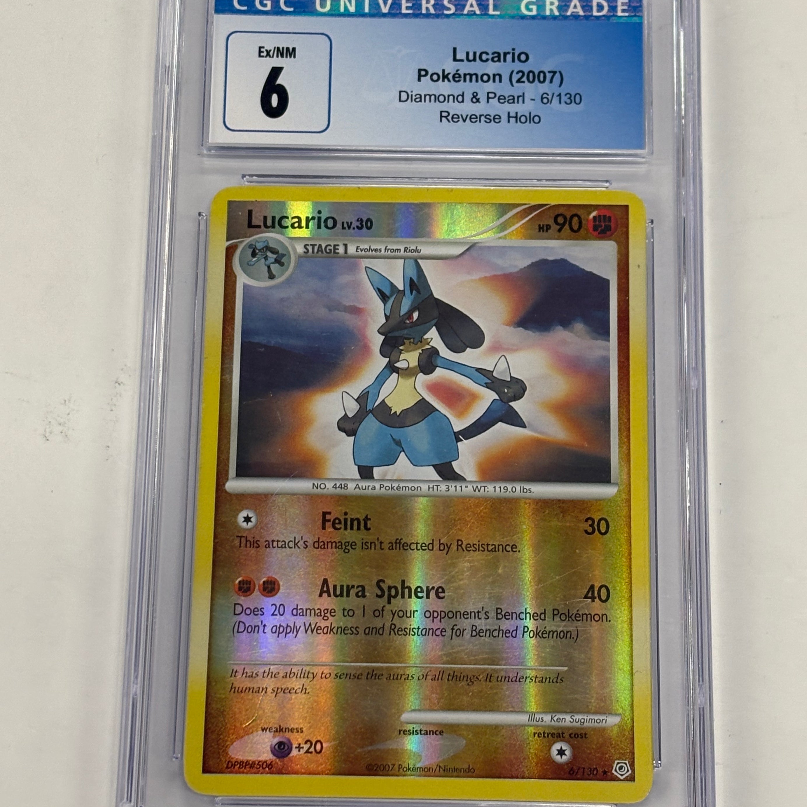 Pokémon TCG - CGC Ex/NM 6 Diamond & Pearl Lucario 6/130 Reverse Holo