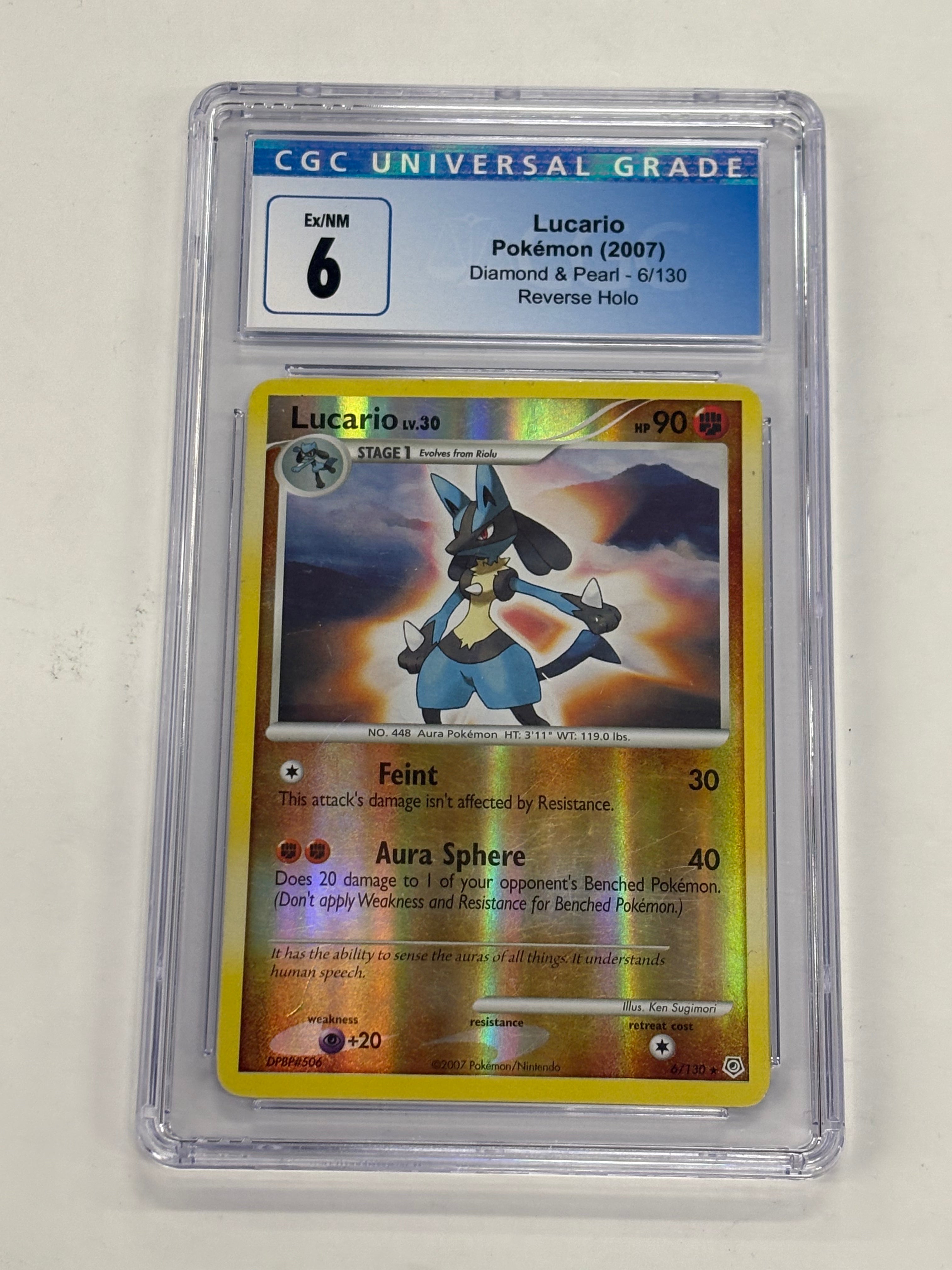 Pokémon TCG - CGC Ex/NM 6 Diamond & Pearl Lucario 6/130 Reverse Holo