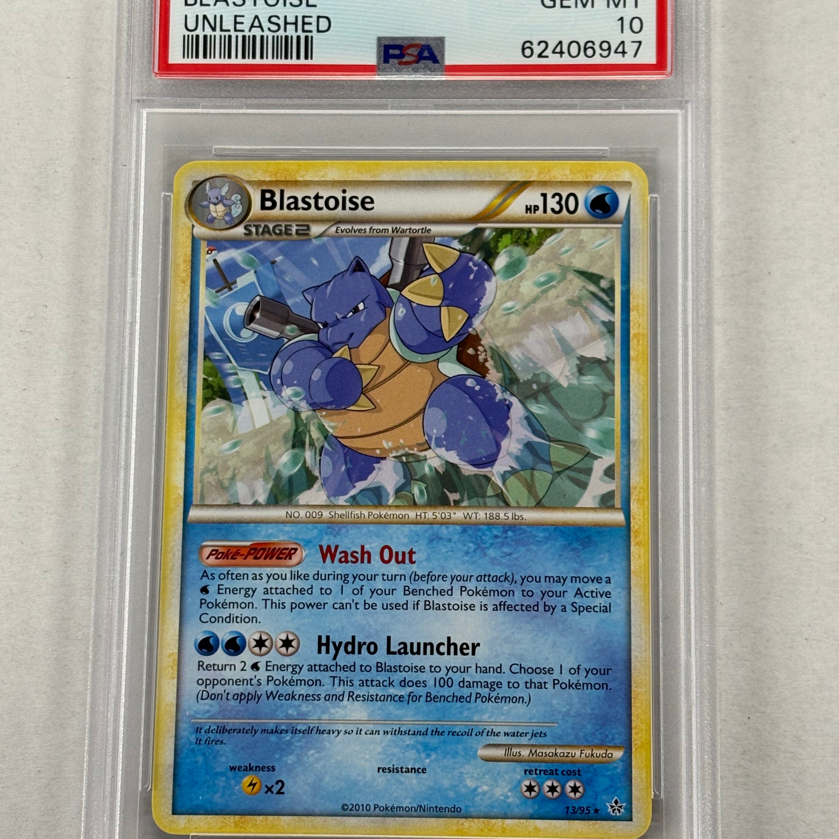 Pokémon TCG - PSA GEM MT 10 HS Unleashed Blastoise 13/95