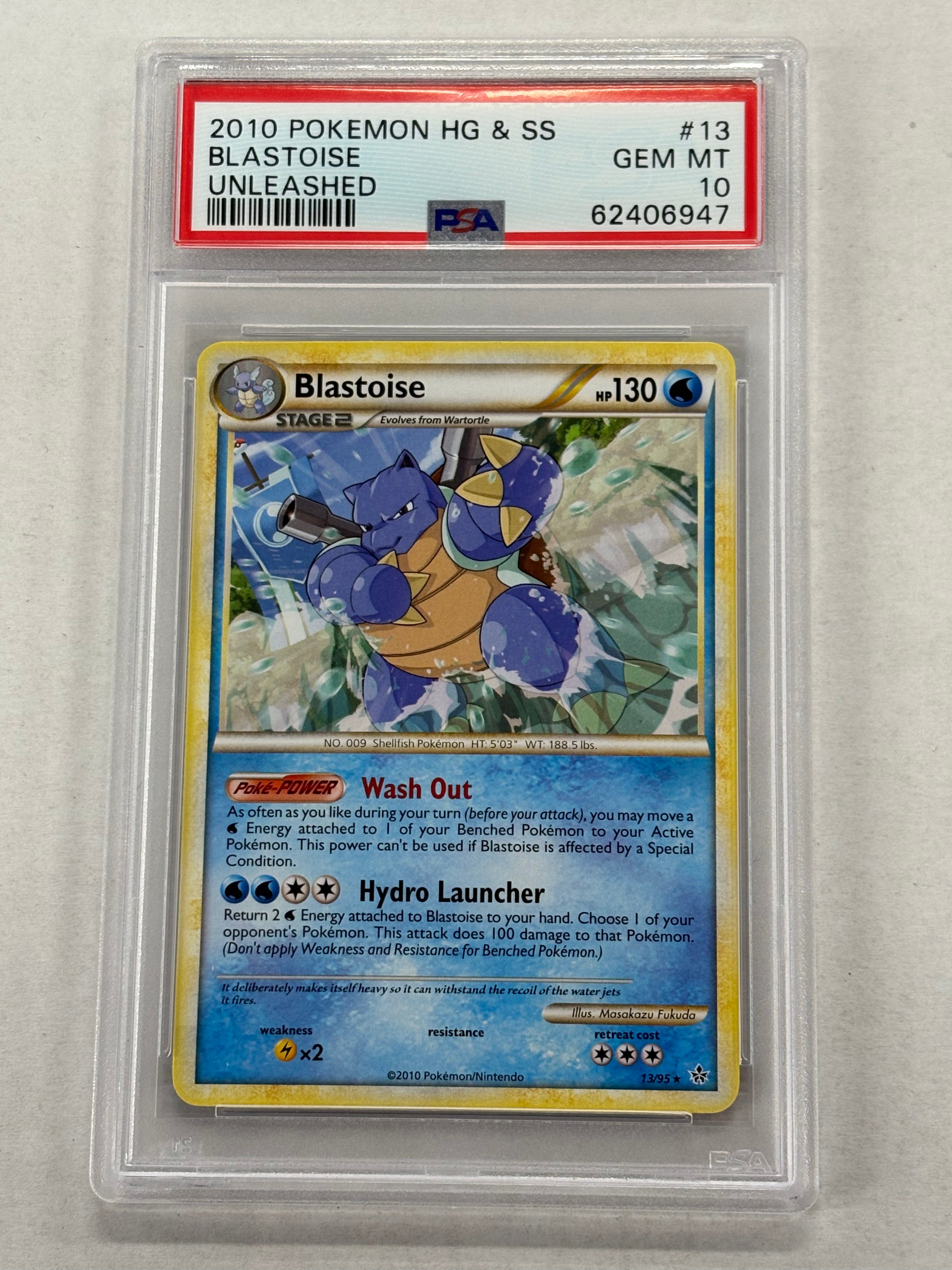 Pokémon TCG - PSA GEM MT 10 HS Unleashed Blastoise 13/95