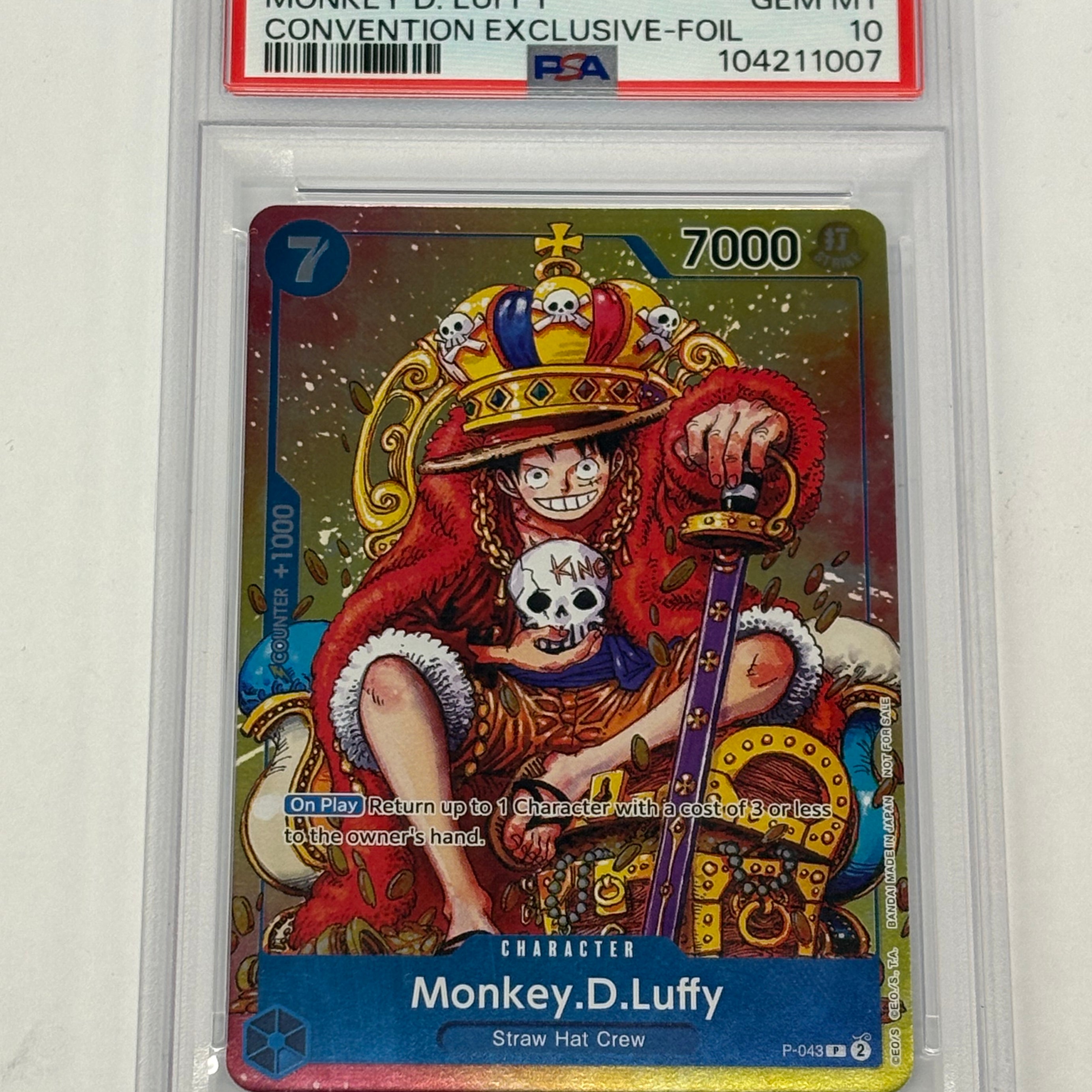 One Piece TCG - PSA GEM MT 10 Monkey D. Luffy P-043 Convention Exclusive-Foil