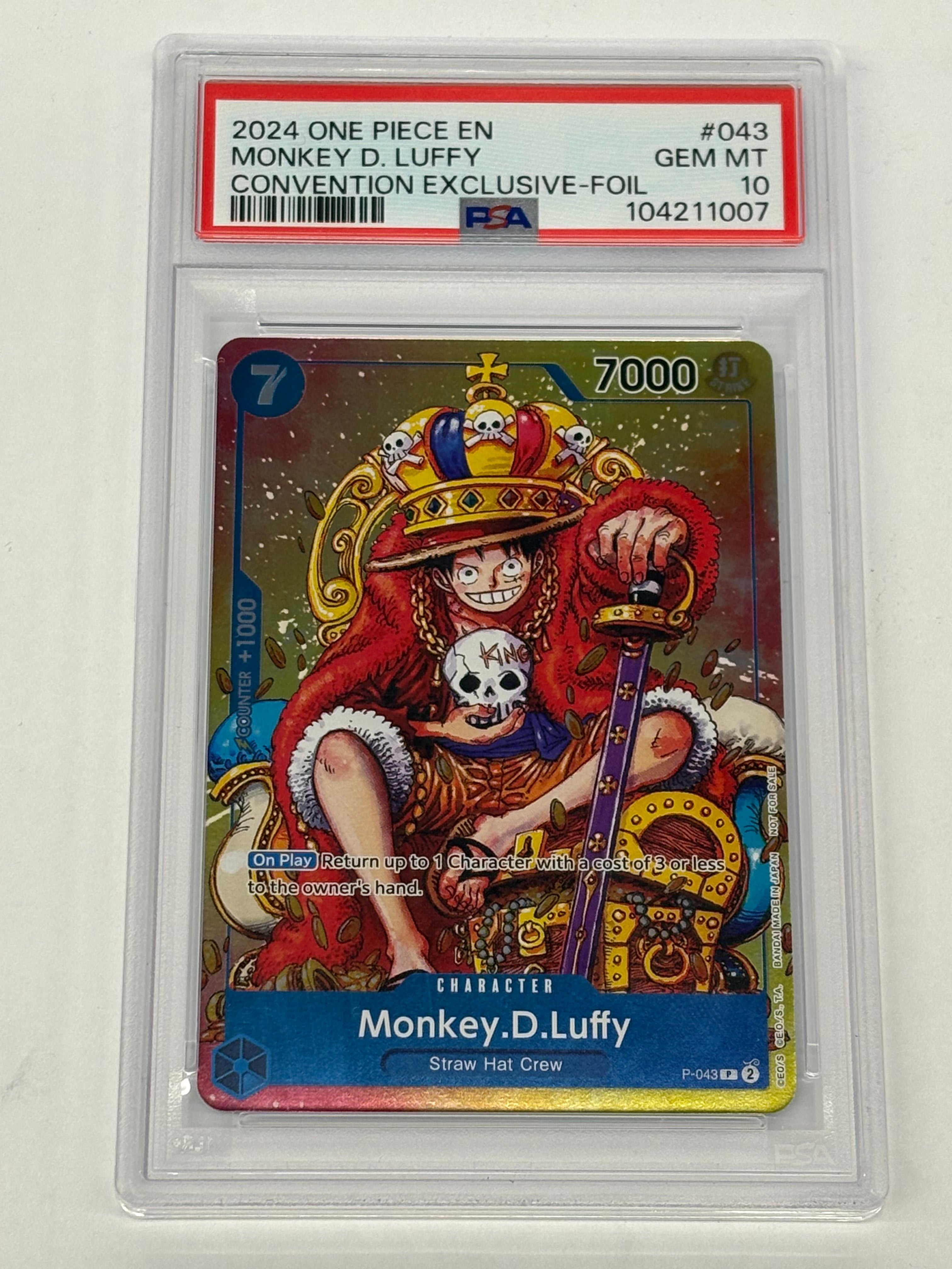 One Piece TCG - PSA GEM MT 10 Monkey D. Luffy P-043 Convention Exclusive-Foil