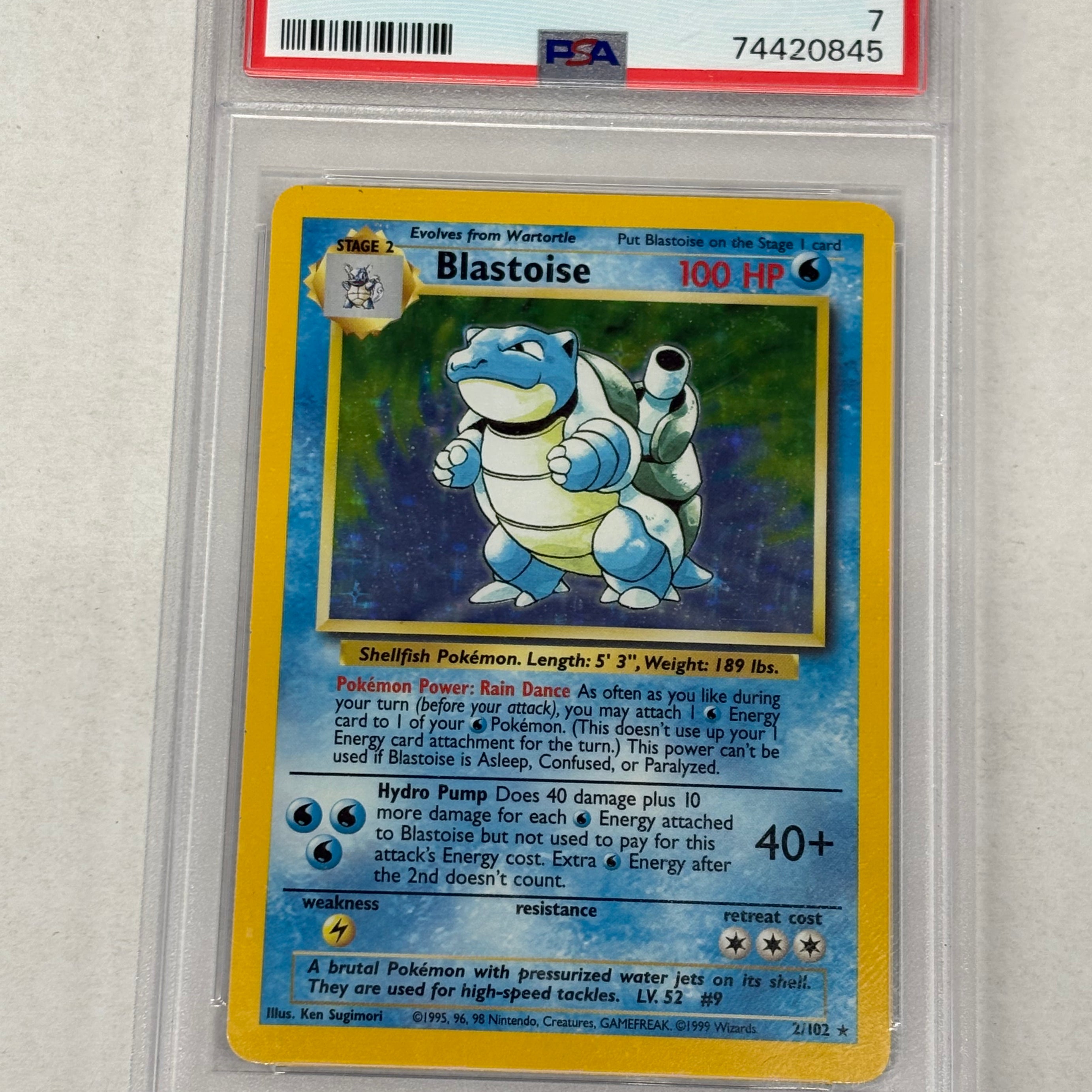 Pokémon TCG - PSA 7 NM Base Set Blastoise 2/102 Holo