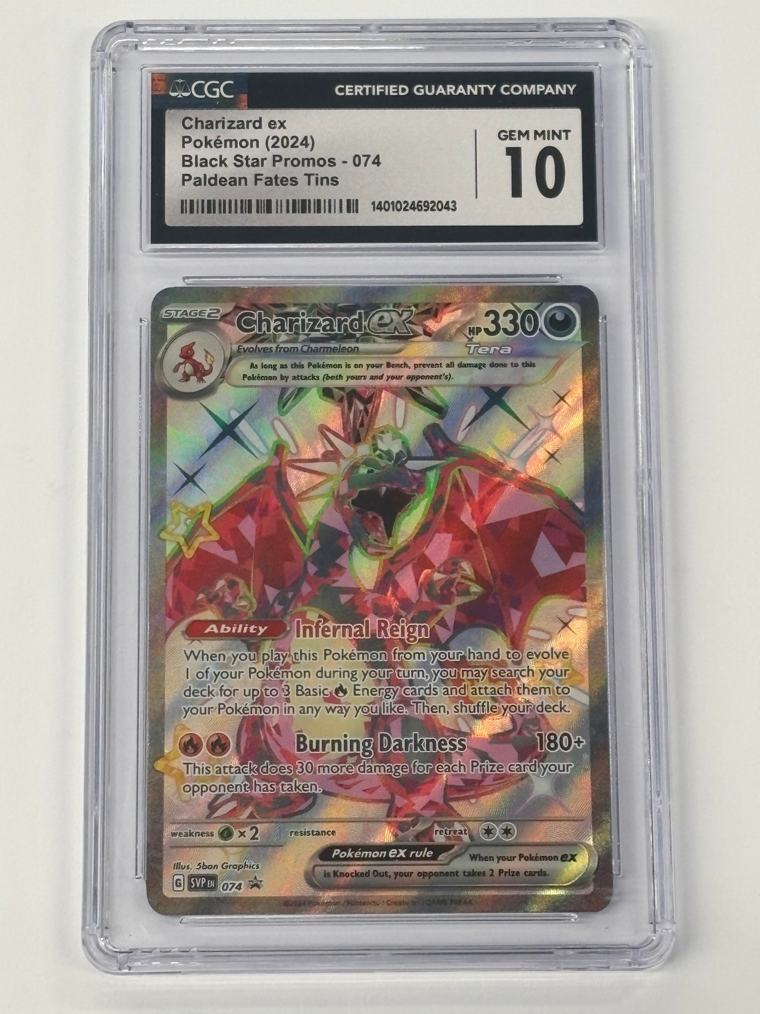 Pokémon TCG - CGC GEM MINT 10 Paldean Fates Black Star Promo Charizard ex 074 Full Art