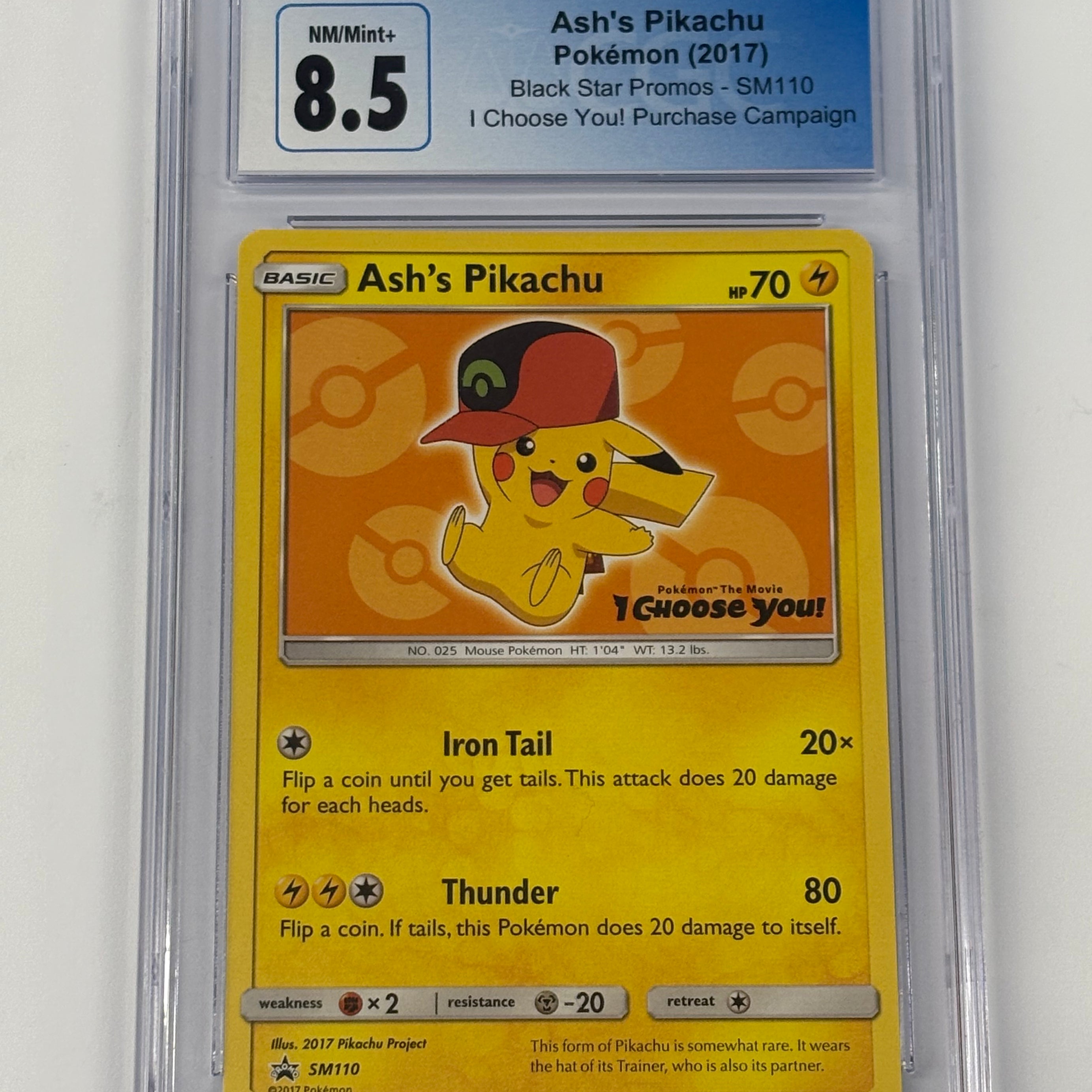 Pokémon TCG - CGC NM/Mint+ 8.5 Black Star Promo I Choose You! Purchase Campaign Ash’s Pikachu SM110