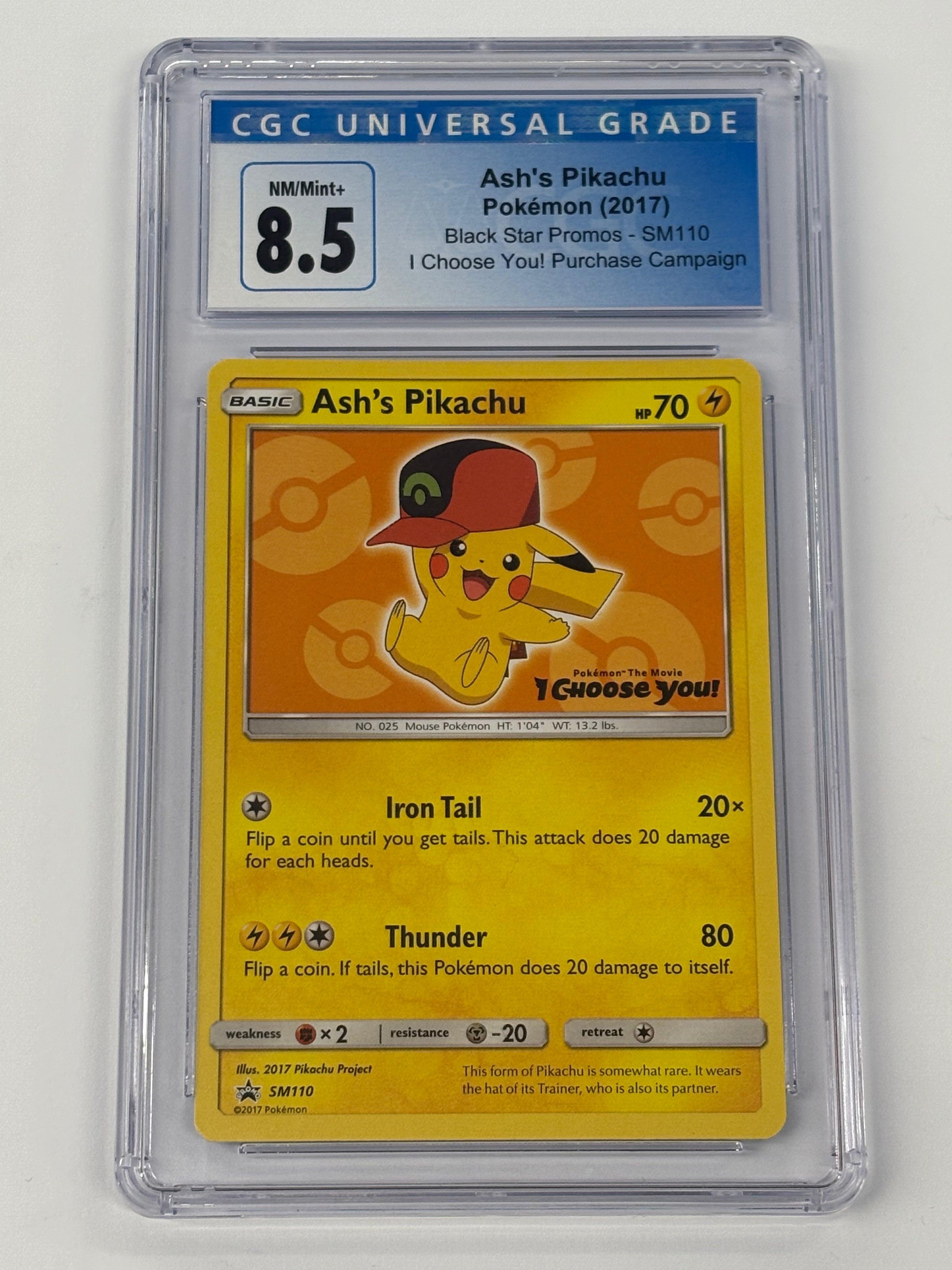 Pokémon TCG - CGC NM/Mint+ 8.5 Black Star Promo I Choose You! Purchase Campaign Ash’s Pikachu SM110