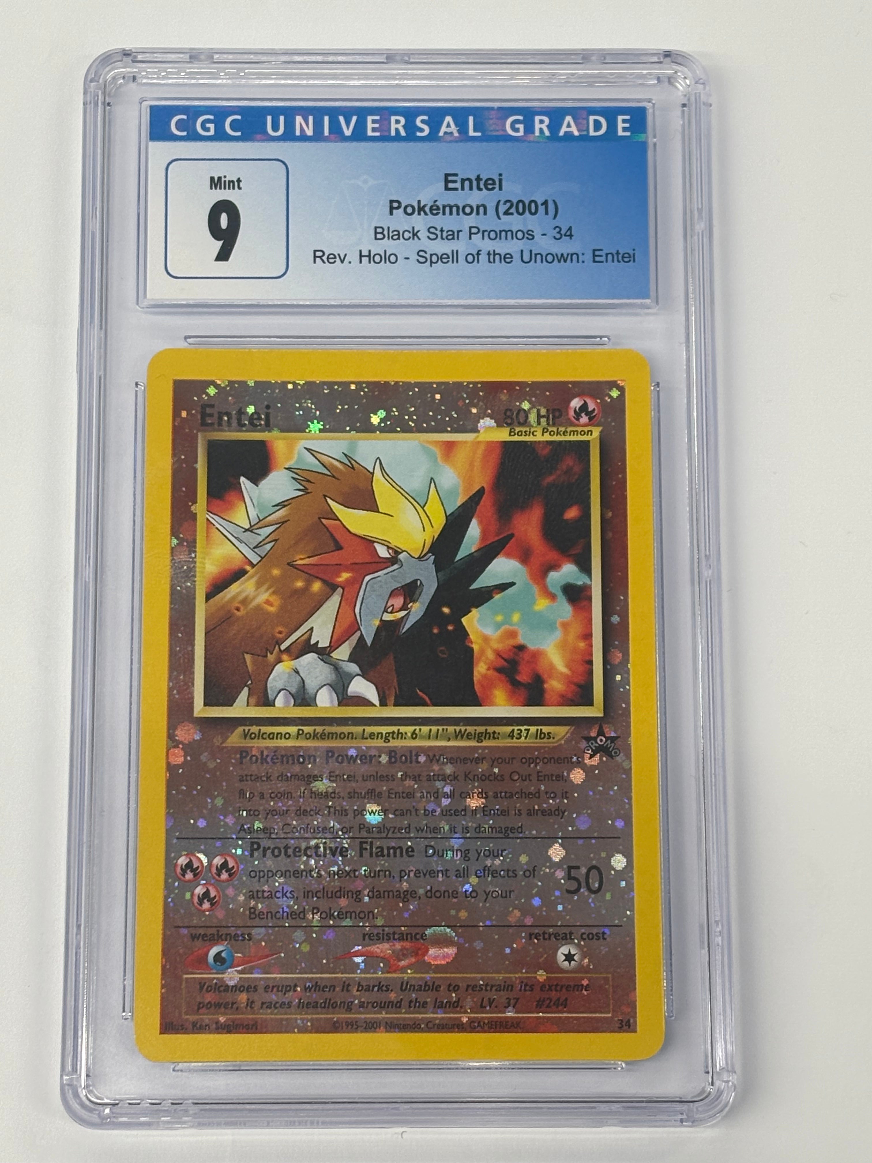 Pokémon TCG - CGC Mint 9 Spell of the Unown: Entei Black Star Promo Entei 34 Reverse Holo
