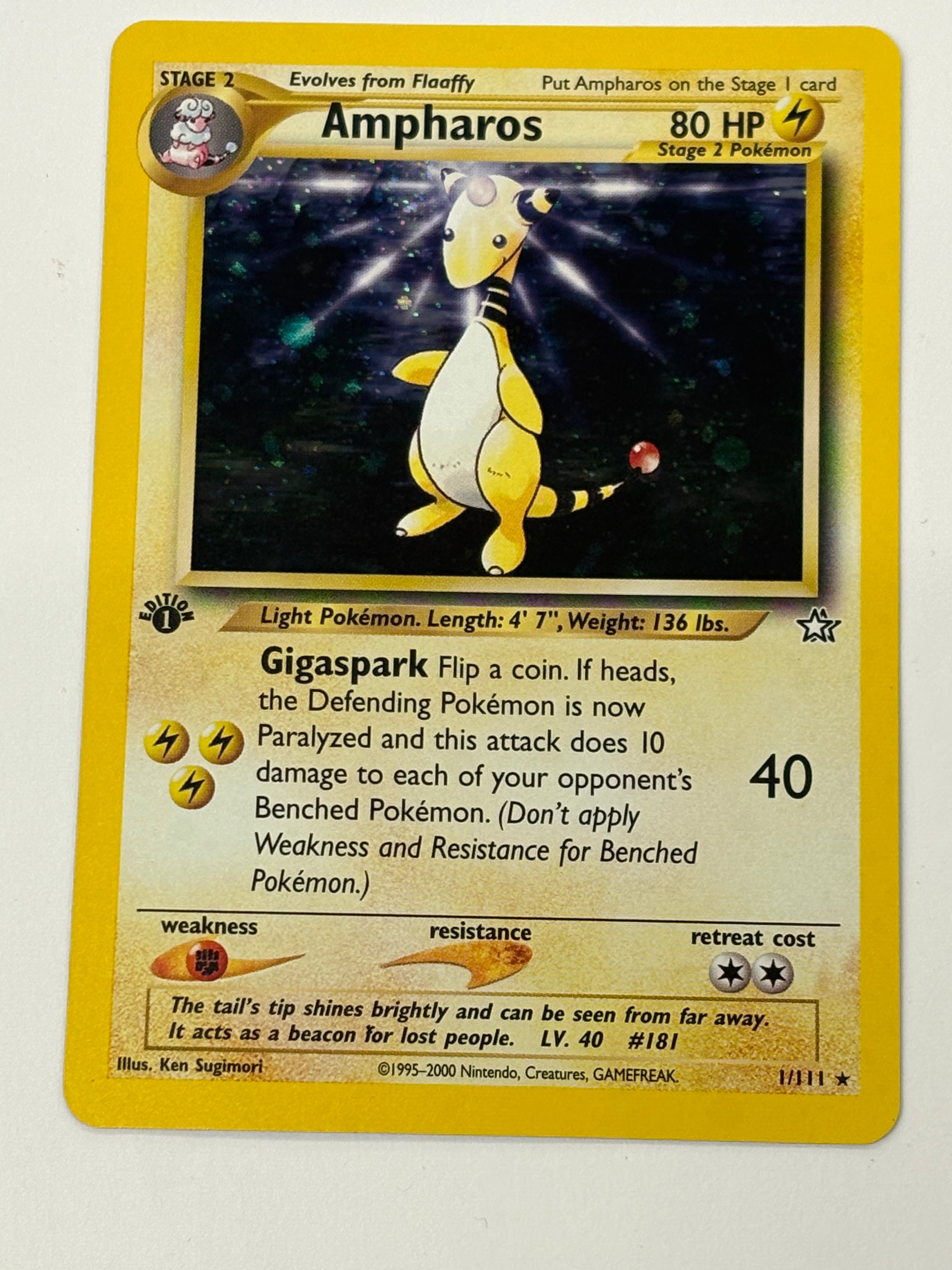 Pokémon TCG - Neo Genesis 1st Edition Ampharos Holo 1/111 NM