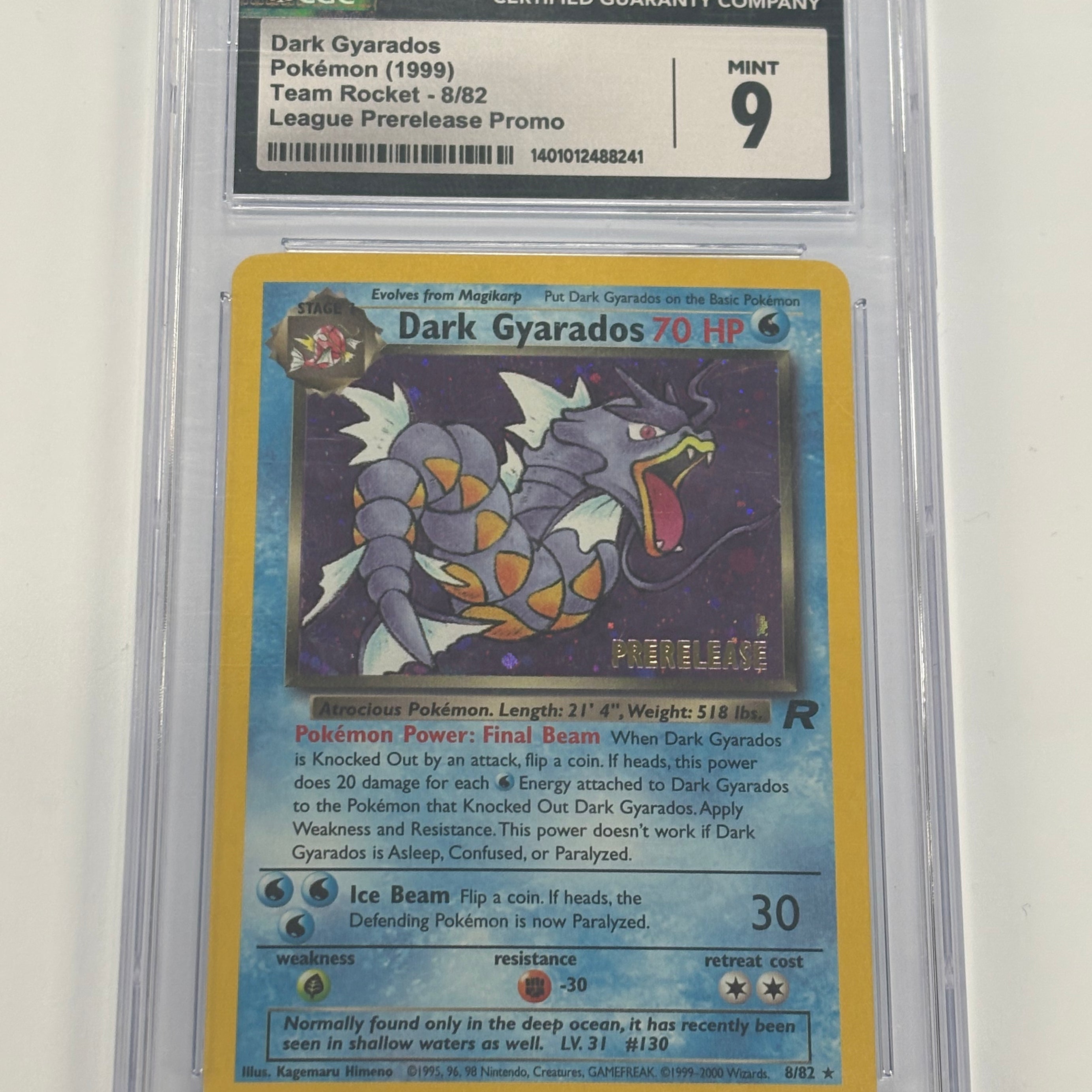 Pokémon TCG - CGC MINT 9 Team Rocket Prerelease Dark Gyarados 8/82 Holo Stamped