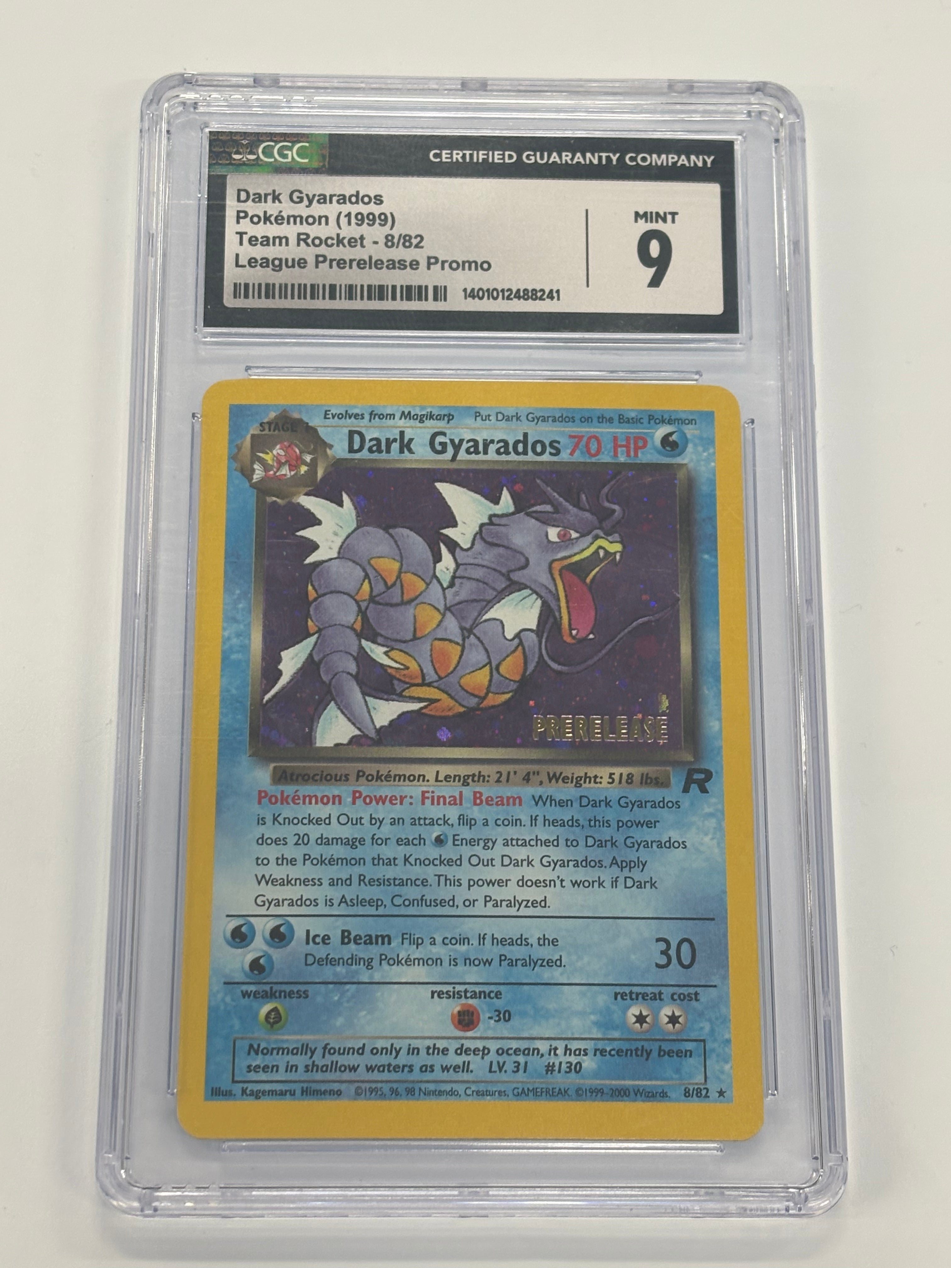 Pokémon TCG - CGC MINT 9 Team Rocket Prerelease Dark Gyarados 8/82 Holo Stamped