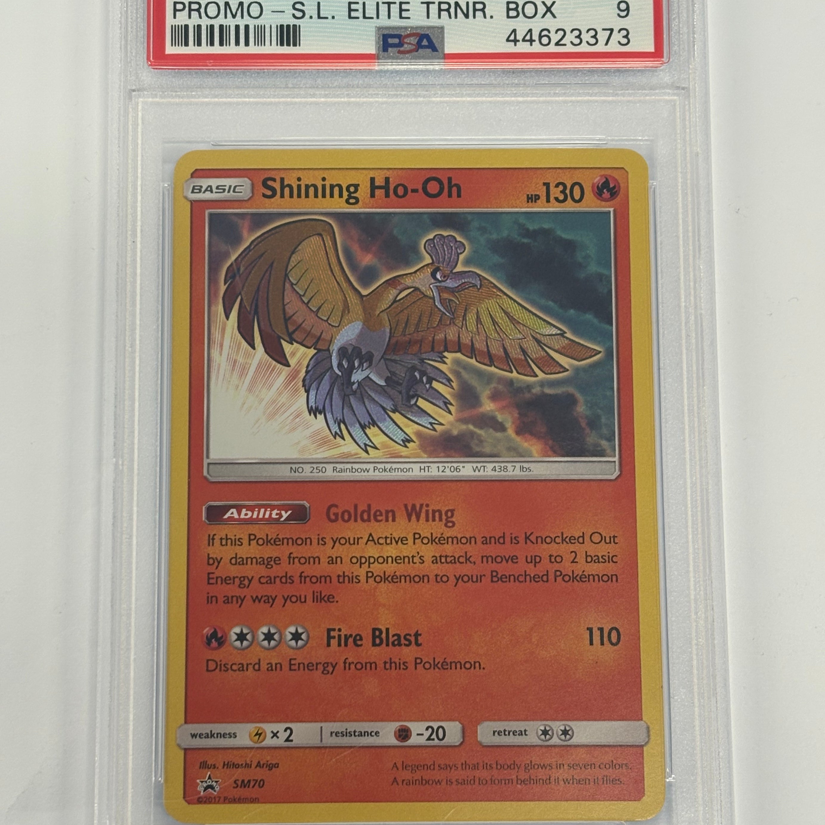 Pokémon TCG - PSA MINT 9 Shining Legends Elite Trainer Box Black Star Promo Ho-Oh SM70 Holo