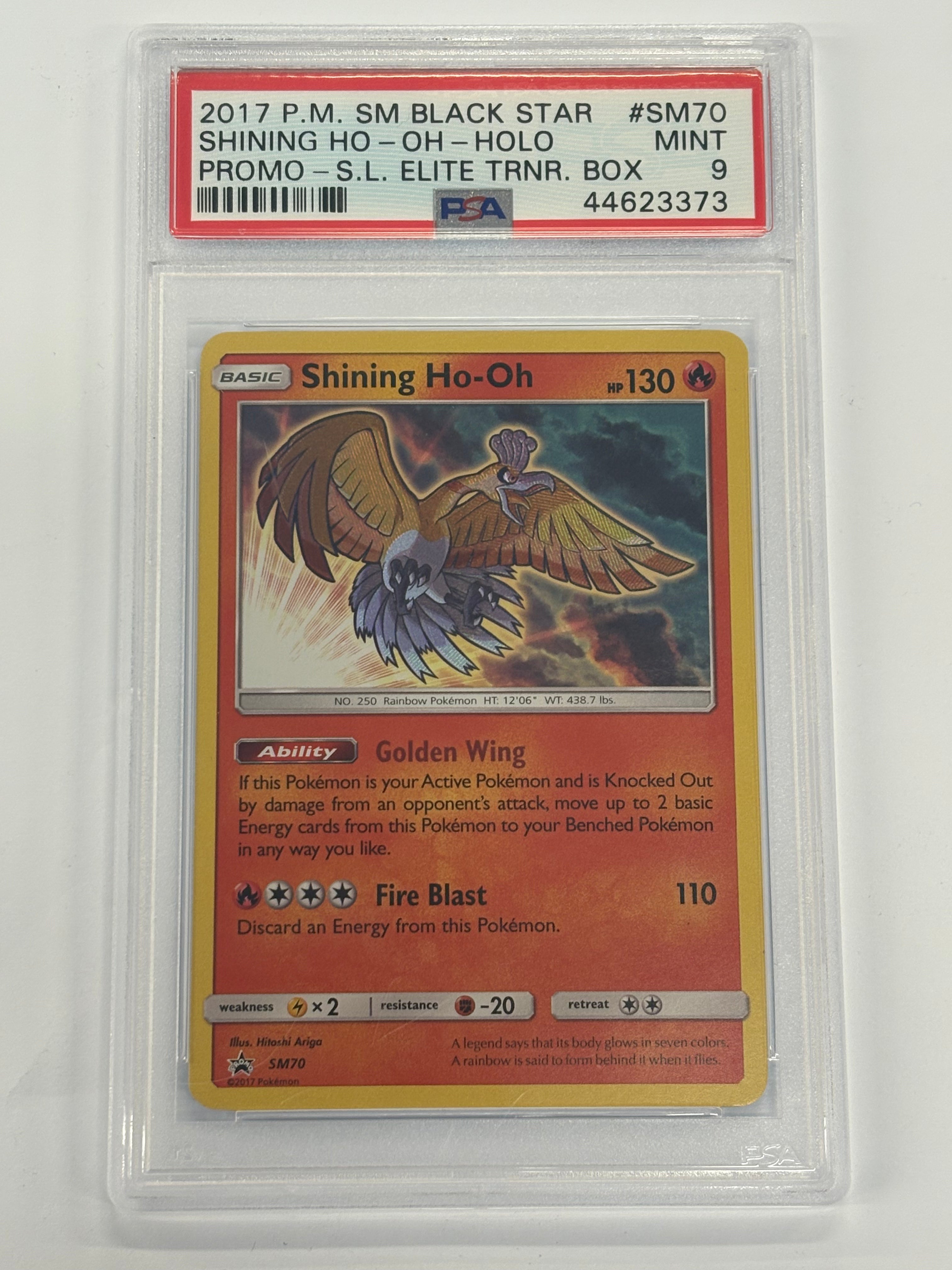 Pokémon TCG - PSA MINT 9 Shining Legends Elite Trainer Box Black Star Promo Ho-Oh SM70 Holo
