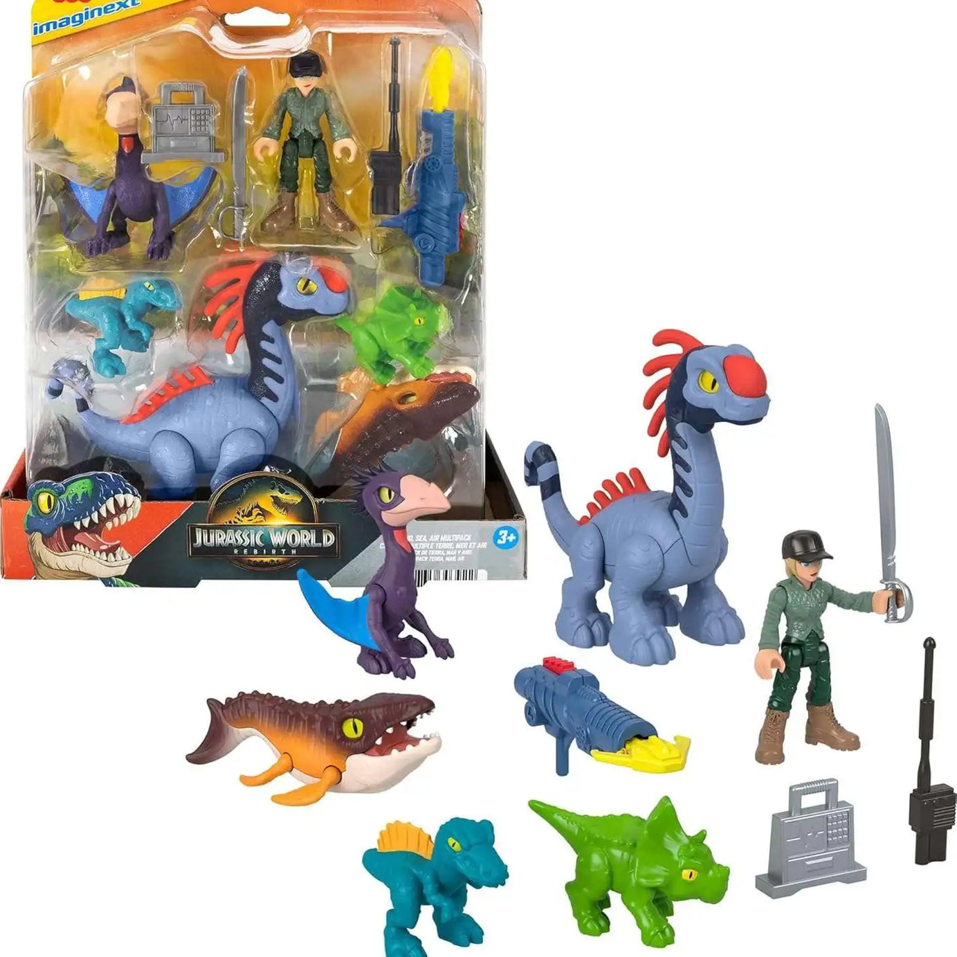 Mattel Fisher Price Imaginext  Jurassic World Rebirth Land, Sea, Air Multipack