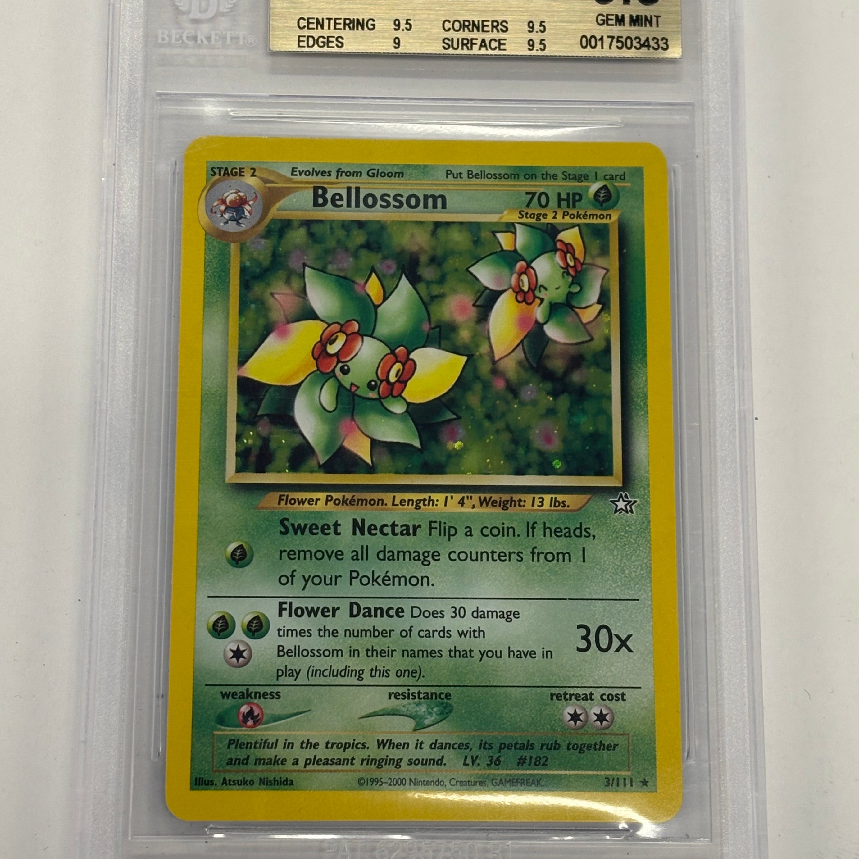 Pokémon TCG - Beckett Gem Mint 9.5 Neo Genesis Unlimited Bellossom 3/111 Holo