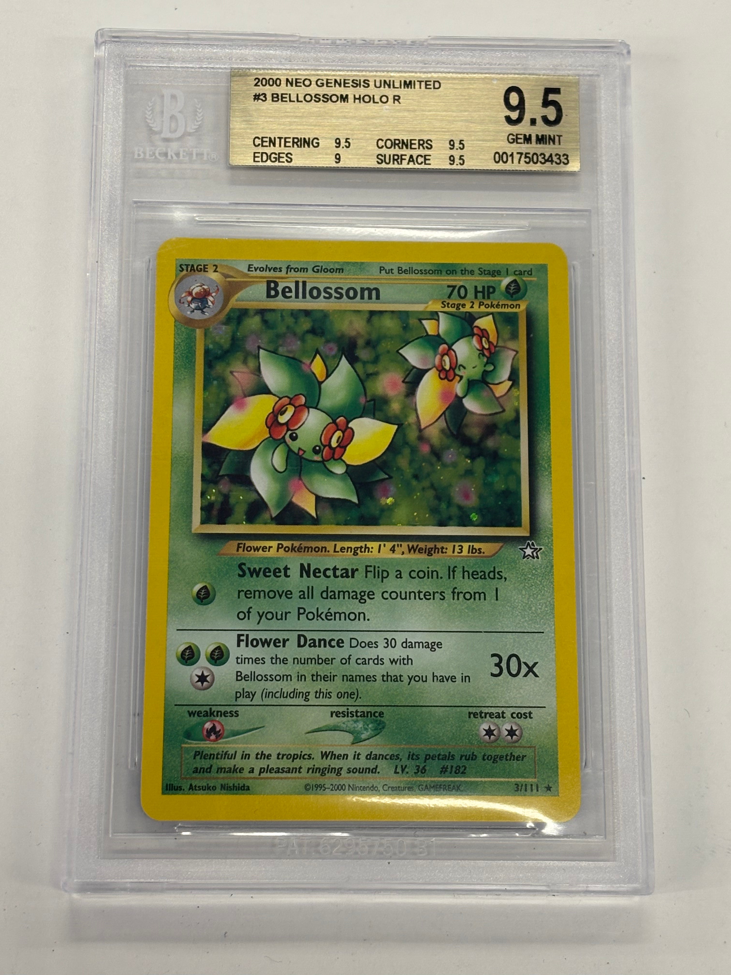 Pokémon TCG - Beckett Gem Mint 9.5 Neo Genesis Unlimited Bellossom 3/111 Holo