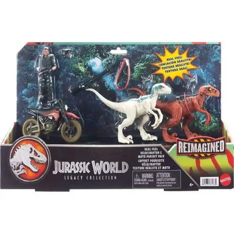 Mattel Jurassic World Legacy Collection Velociraptor & Moto Pursuit Pack Action Figure Set Reimagined