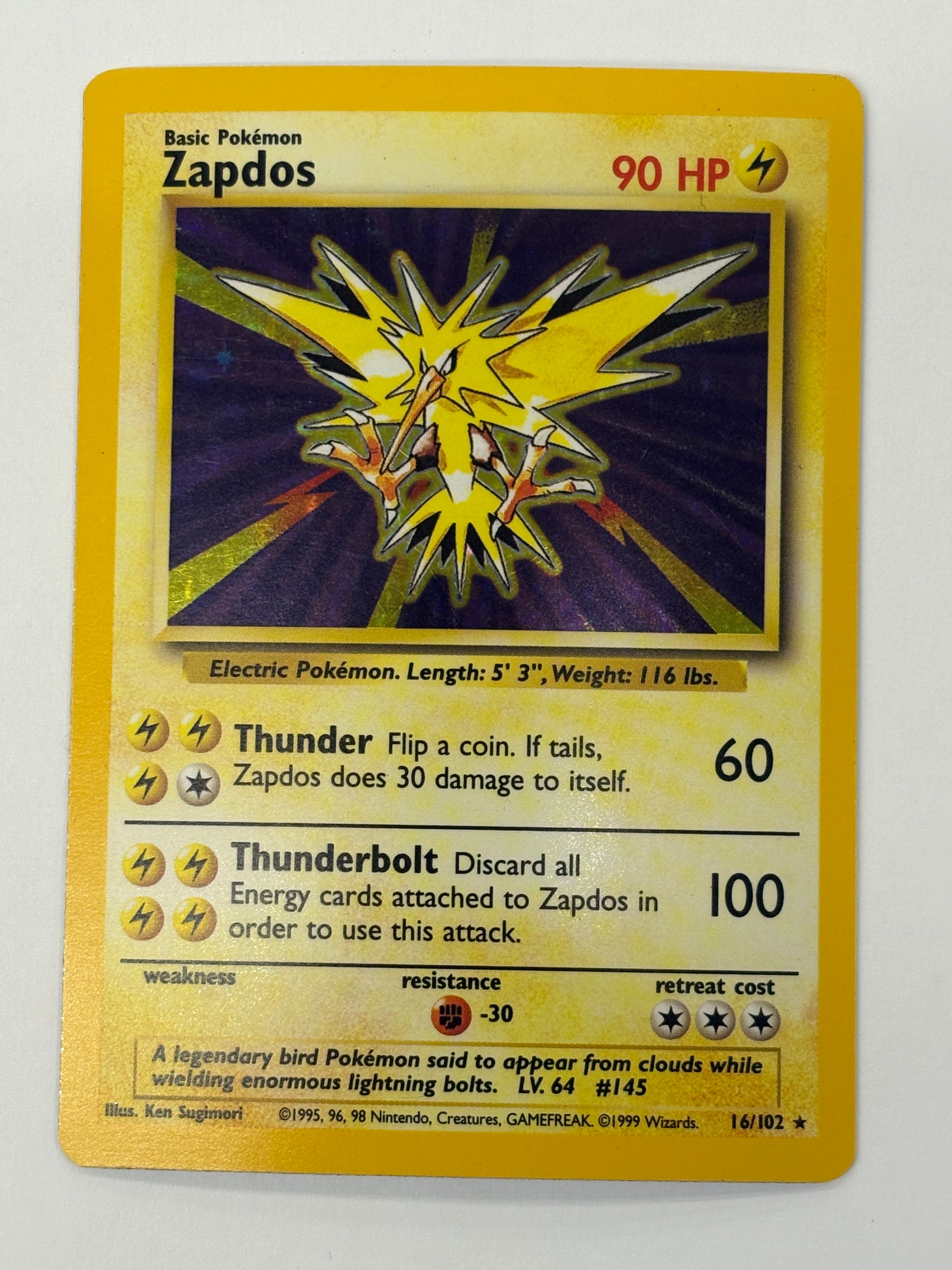 Pokémon TCG - Base Set Unlimited Zapdos Holo 16/102 LP