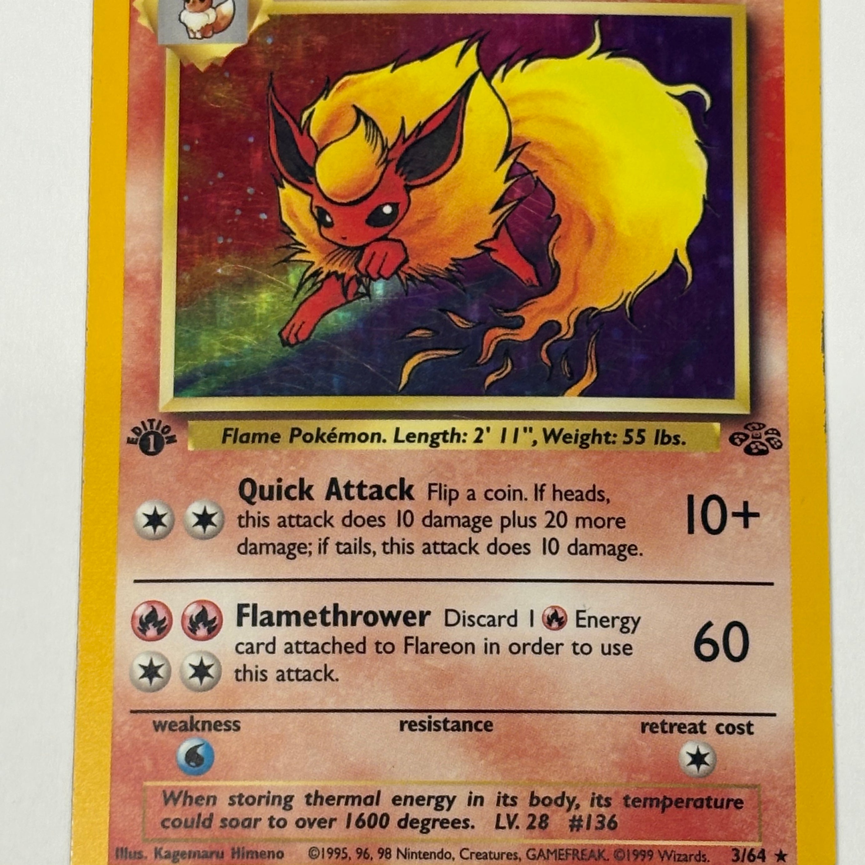 Pokémon TCG - Jungle 1st Edition Flareon 3/64 MP