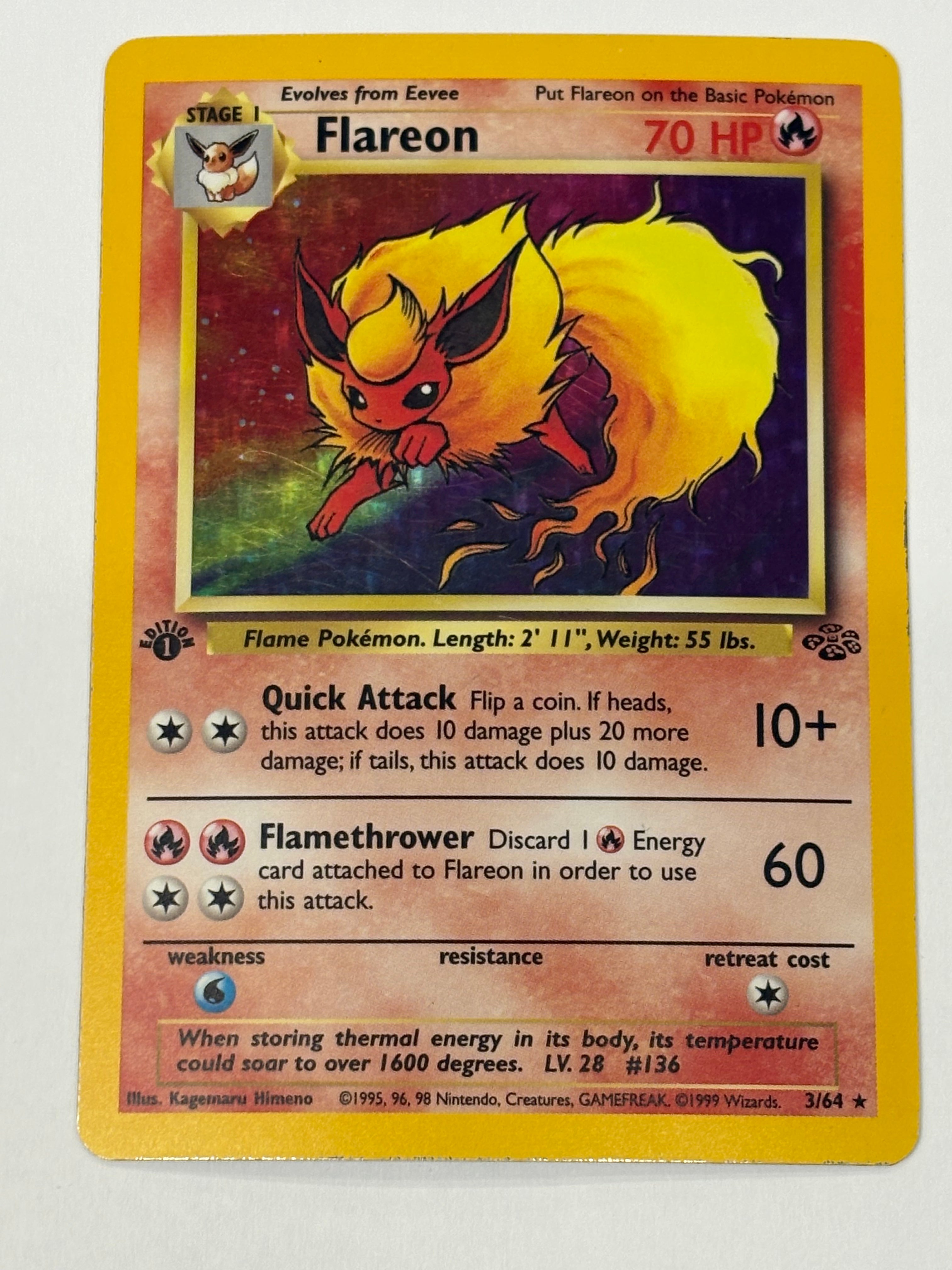 Pokémon TCG - Jungle 1st Edition Flareon 3/64 MP