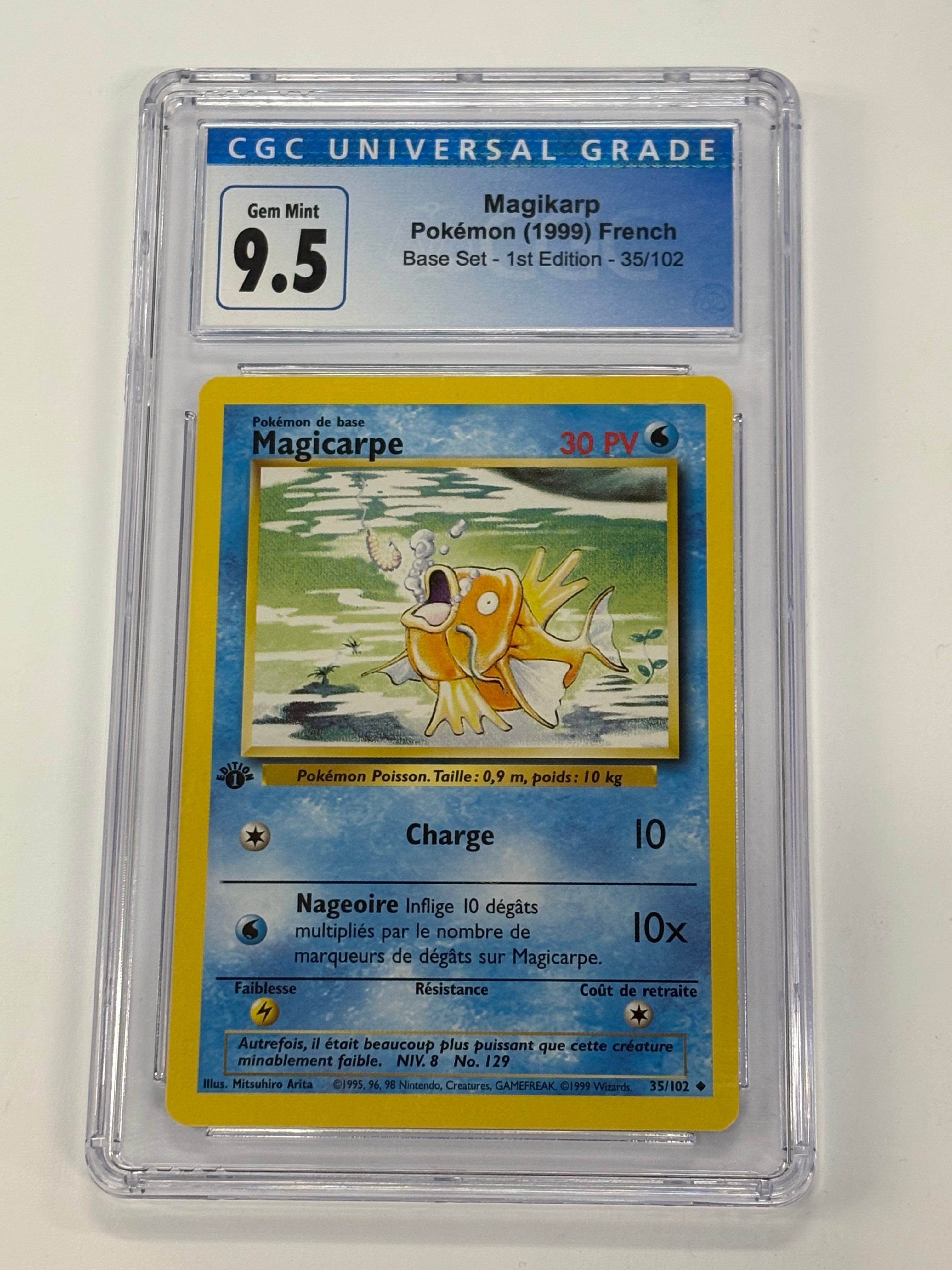 Pokemon TCG - CGC Gem Mint 9.5 Base Set 1st Edition Magikarp 35/102 Holo (French)