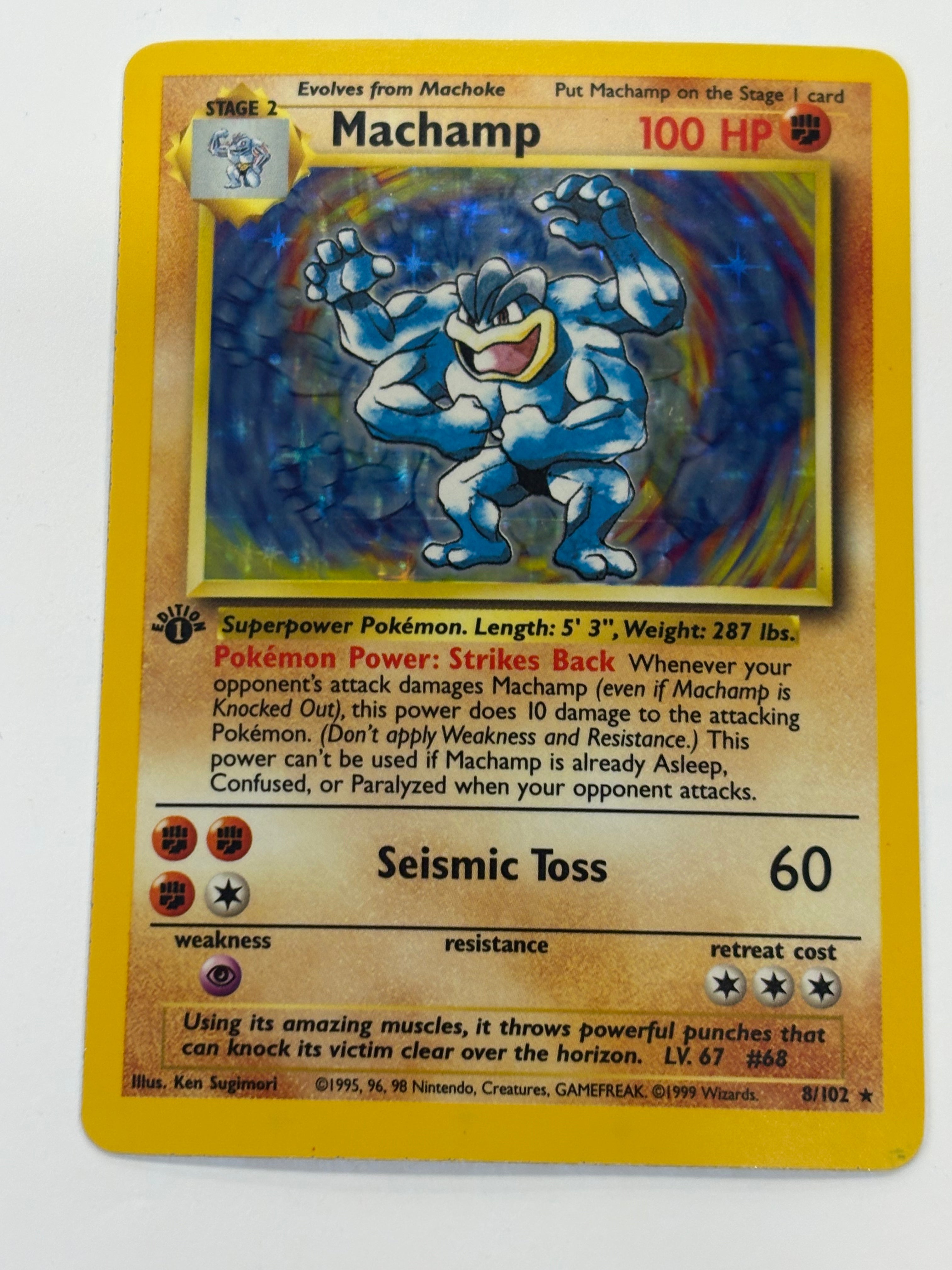 Pokémon TCG - Base Set 1st Edition Machamp 8/102 (Holo) NM