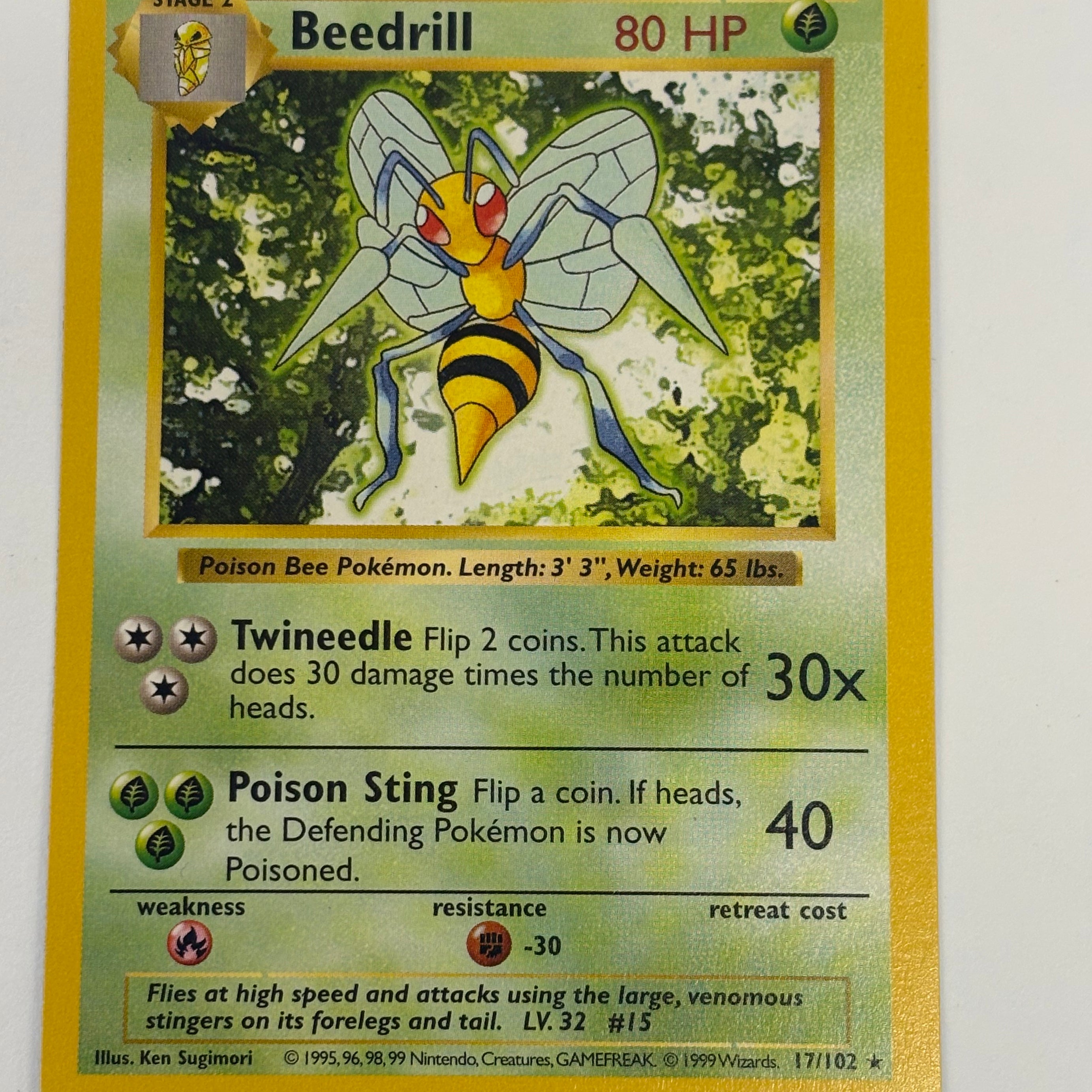 Pokémon TCG - Base Set Unlimited Shadowless Beedrill 17/102 NM