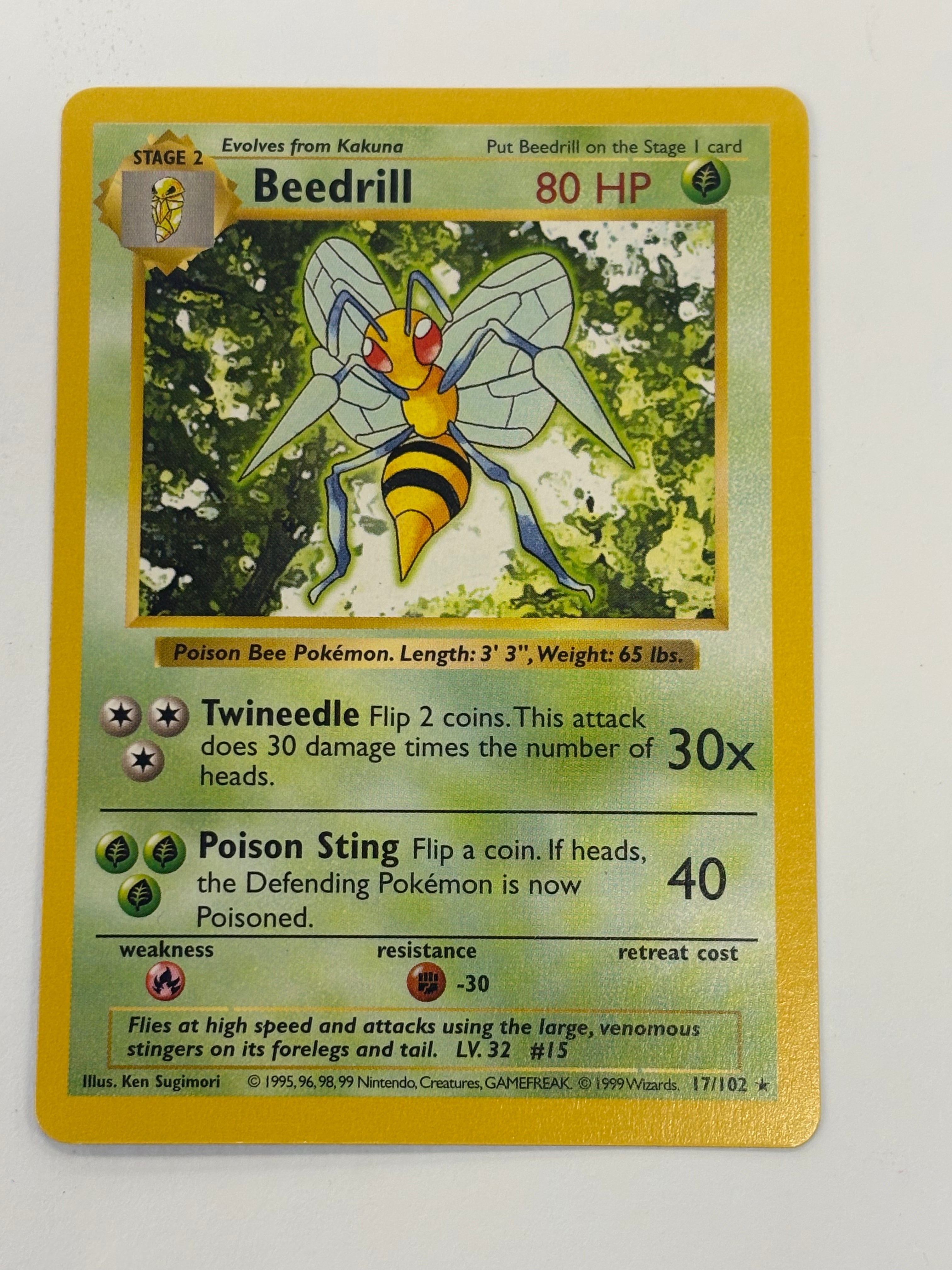 Pokémon TCG - Base Set Unlimited Shadowless Beedrill 17/102 NM