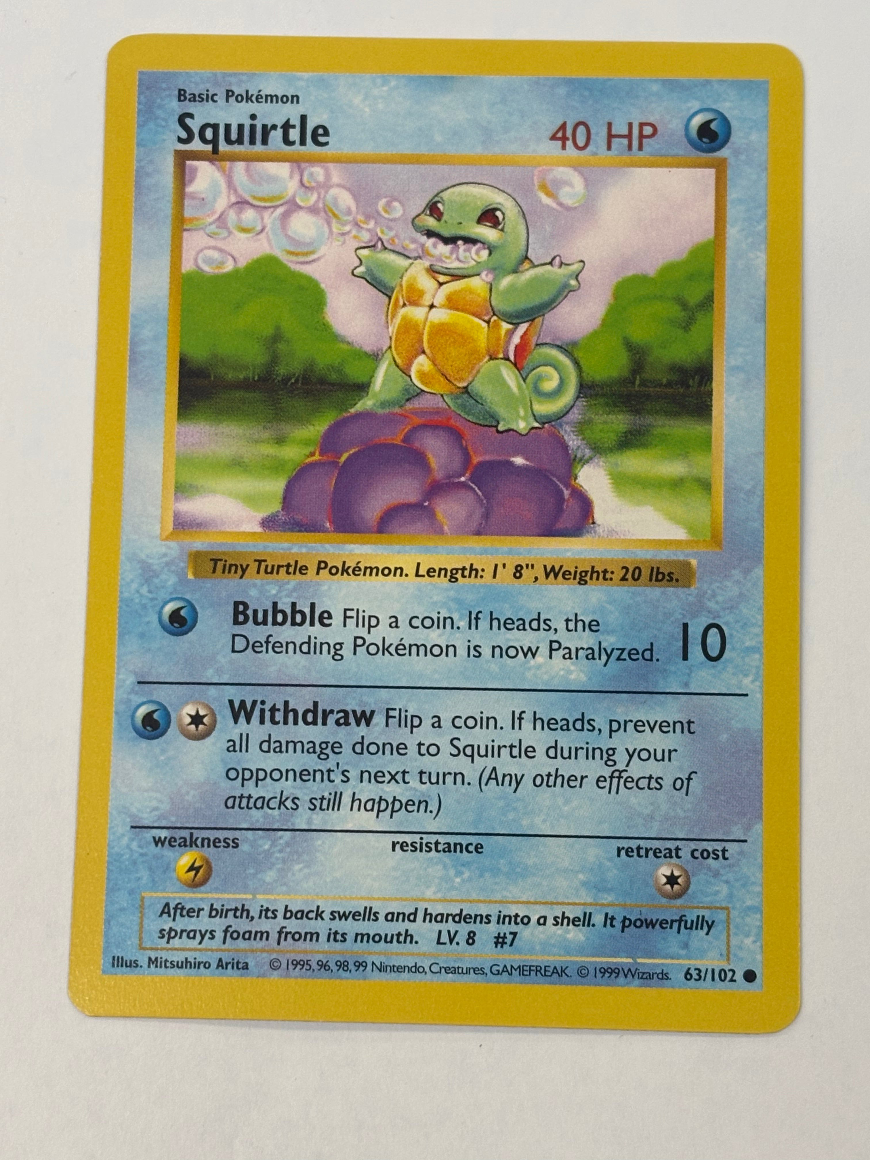 Pokémon TCG - Base Set Unlimited Shadowless Squirtle 63/102 NM