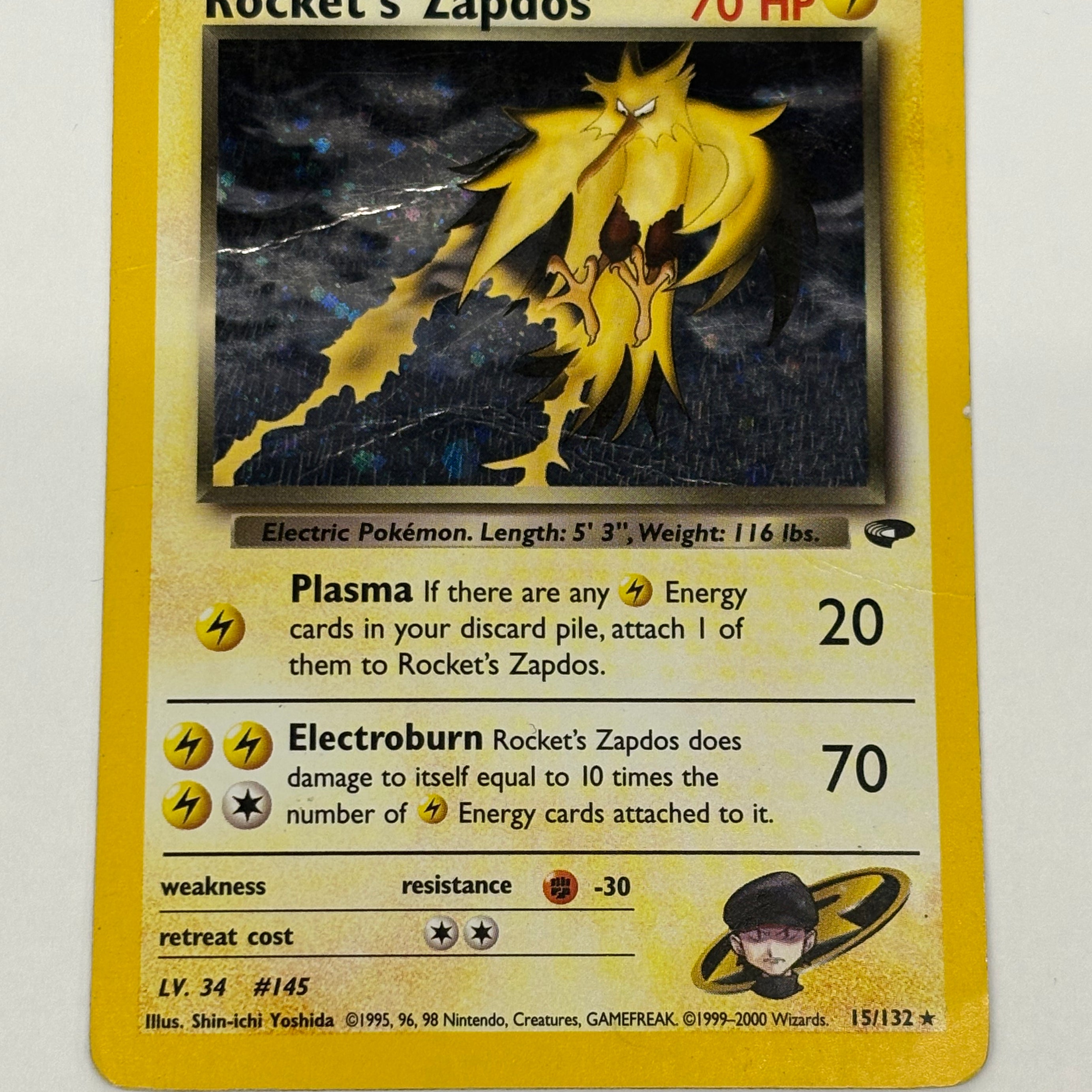 Pokémon TCG - Gym Challenge Unlimited Rocket’s Zapdos Holo 15/132 DMG
