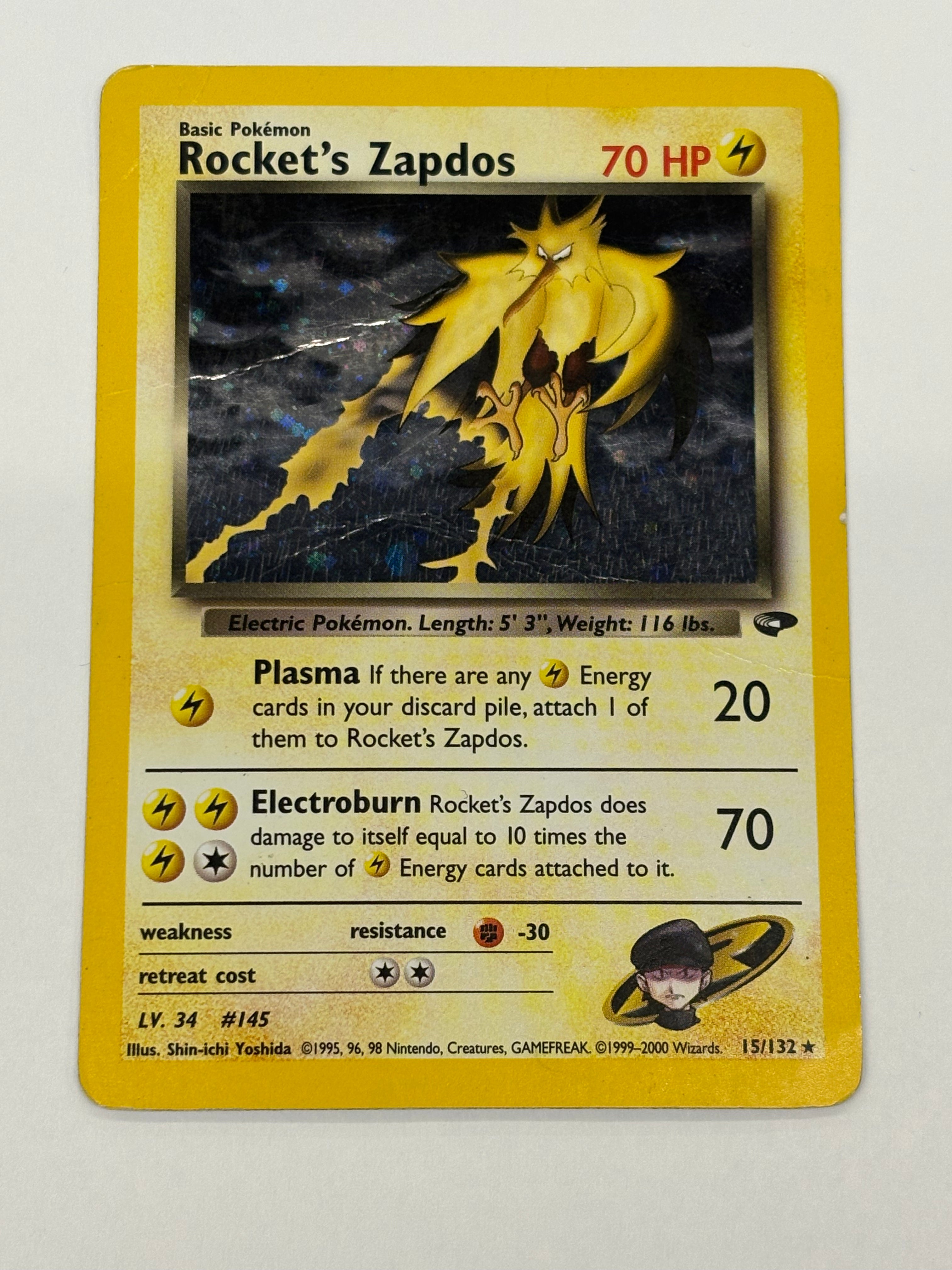 Pokémon TCG - Gym Challenge Unlimited Rocket’s Zapdos Holo 15/132 DMG