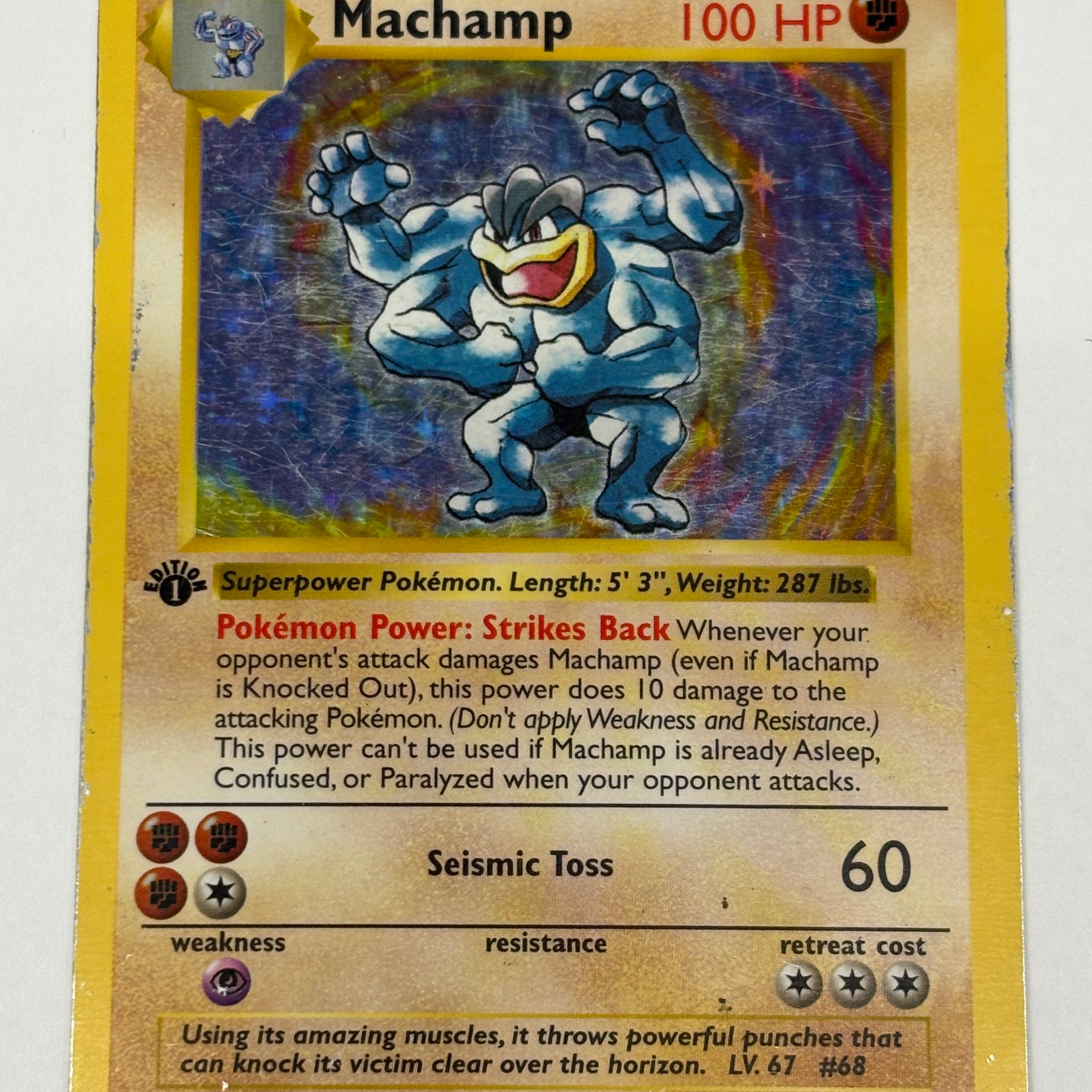 Pokémon TCG - Base Set 1st Edition Shadowless Machamp Holo 8/102 DMG