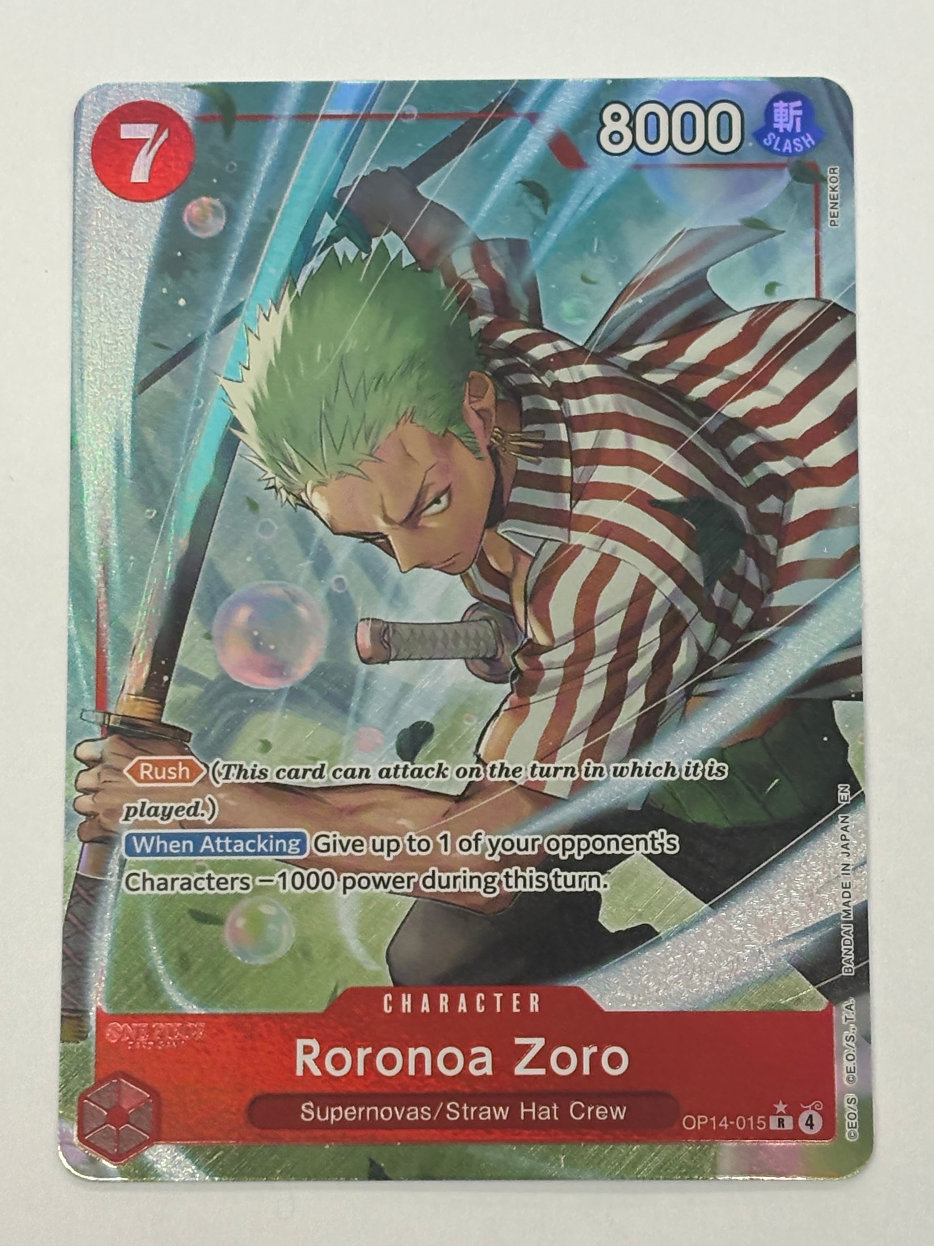 One Piece TCG - The Azure Sea’s Seven OP14-EB04 Roronoa Zoro (Alternate Art) OP14-015 NM