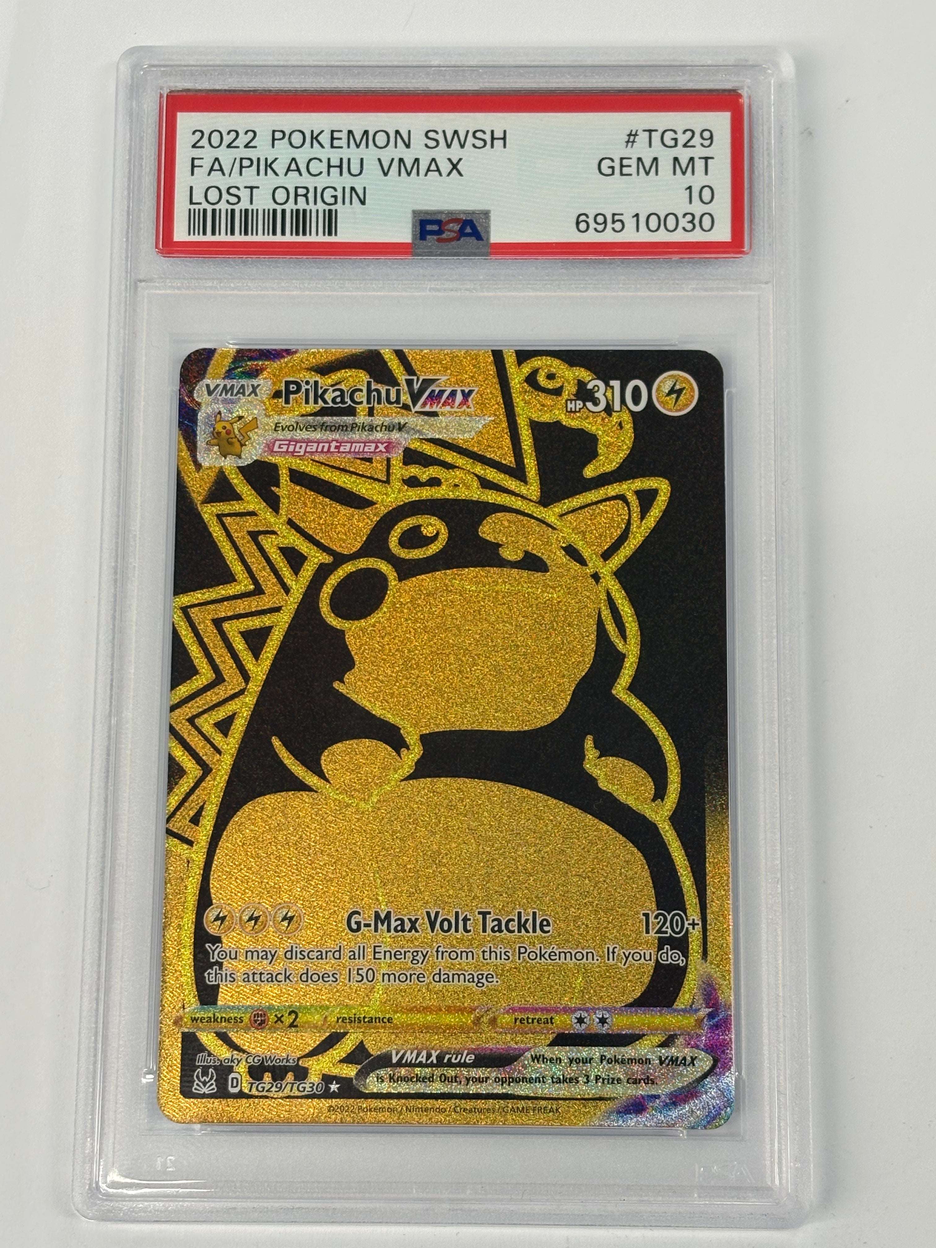 Pokémon TCG - PSA GEM MT 10 Lost Origin Pikachu VMAX TG29/TG30 Full Art
