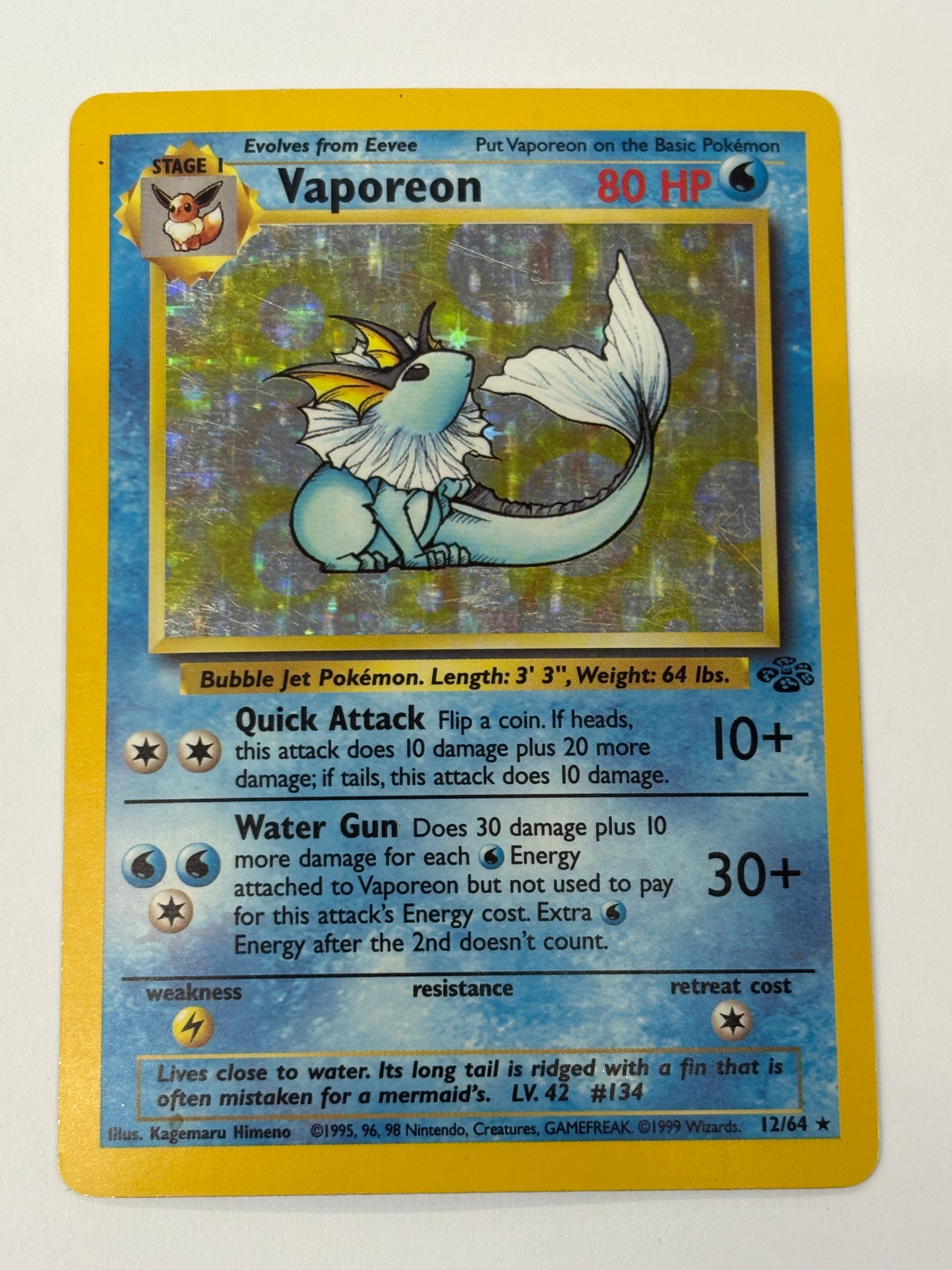 Pokémon TCG - Jungle Unlimited Vaporeon Holo 12/64 HP