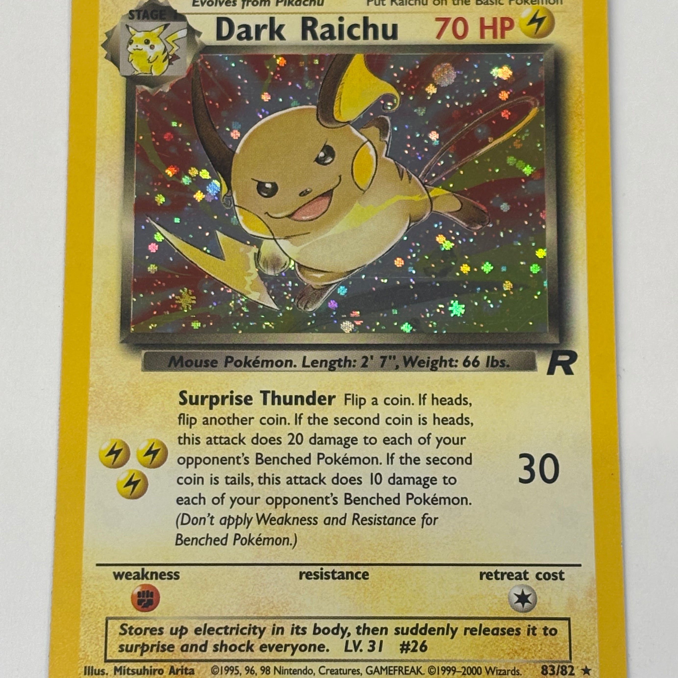 Pokémon TCG - Team Rocket Unlimited Dark Raichu Holo 83/82 NM