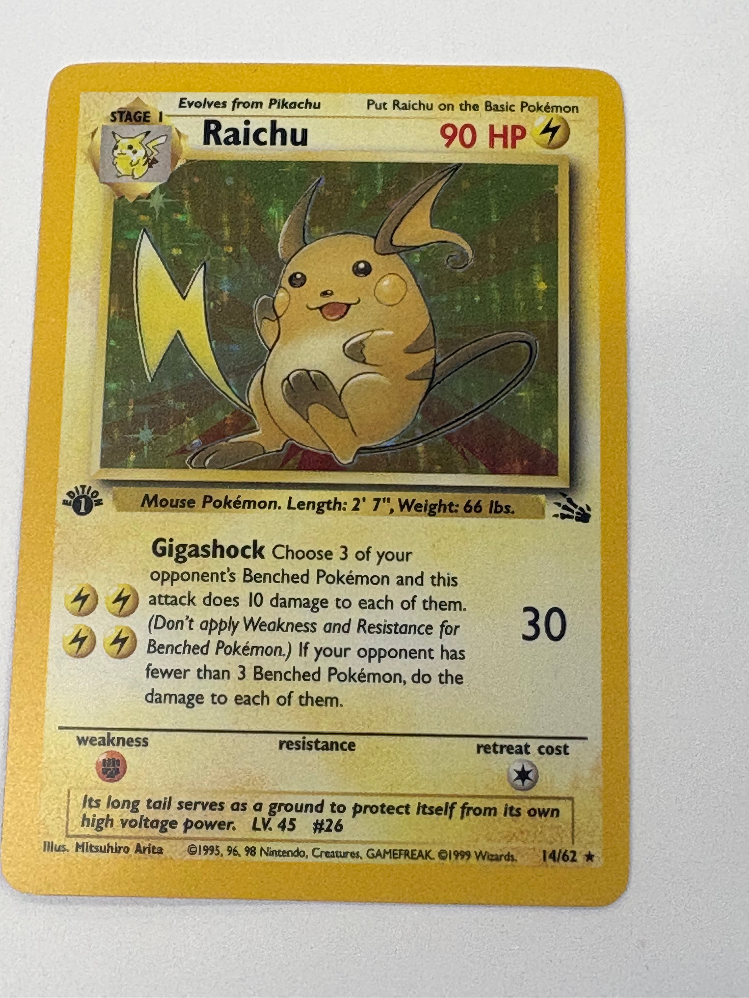Pokémon TCG - Fossil 1st Edition Raichu 14/62 LP