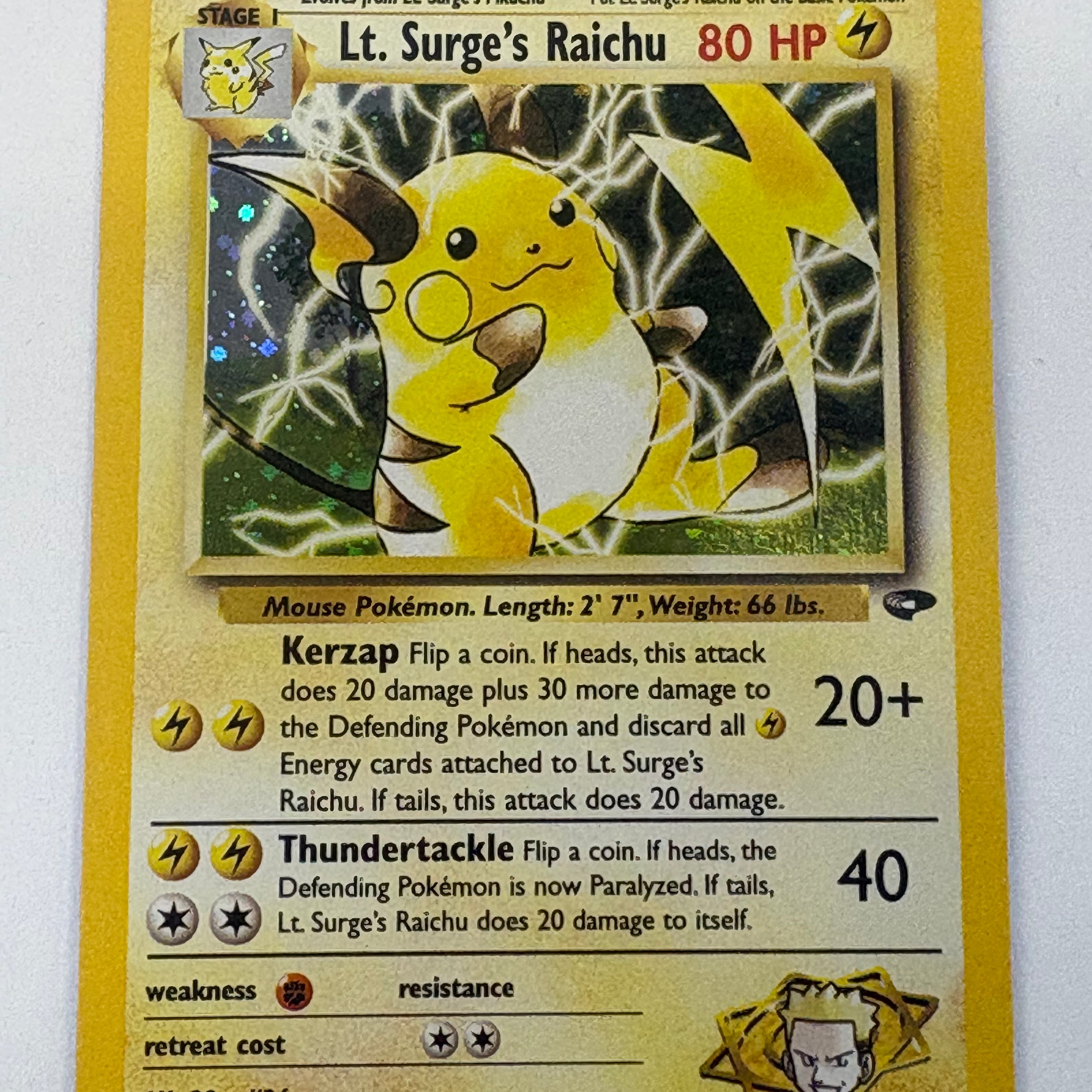 Pokémon TCG - Gym Challenge Unlimited LT. Surge's Raichu Holo 11/132 NM