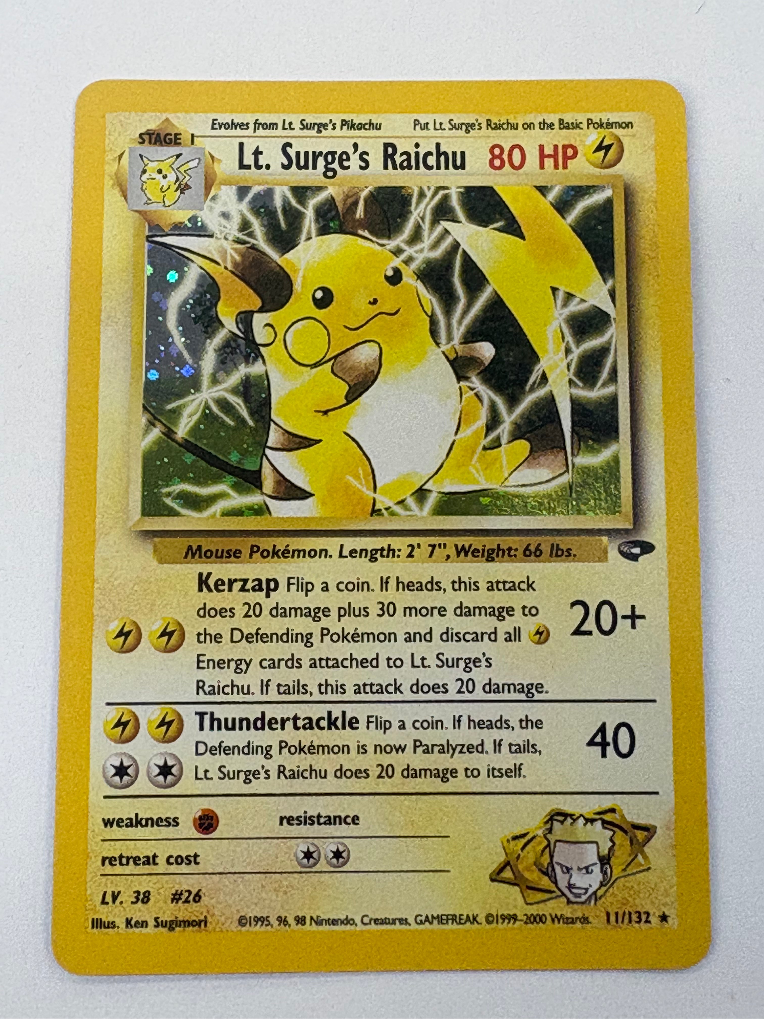 Pokémon TCG - Gym Challenge Unlimited LT. Surge's Raichu Holo 11/132 NM