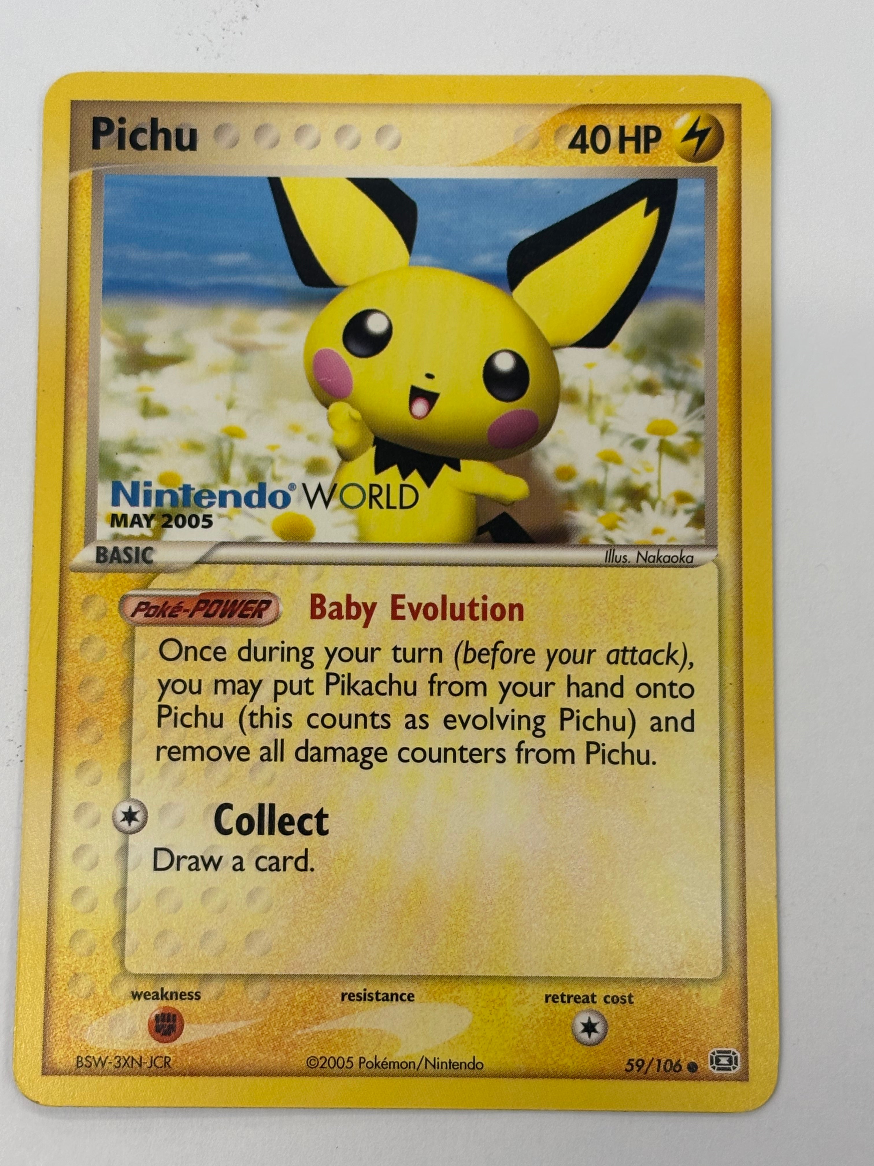 Pokémon TCG - Promo Pichu (Nintendo World May 2005 Stamp) 59/106 NM