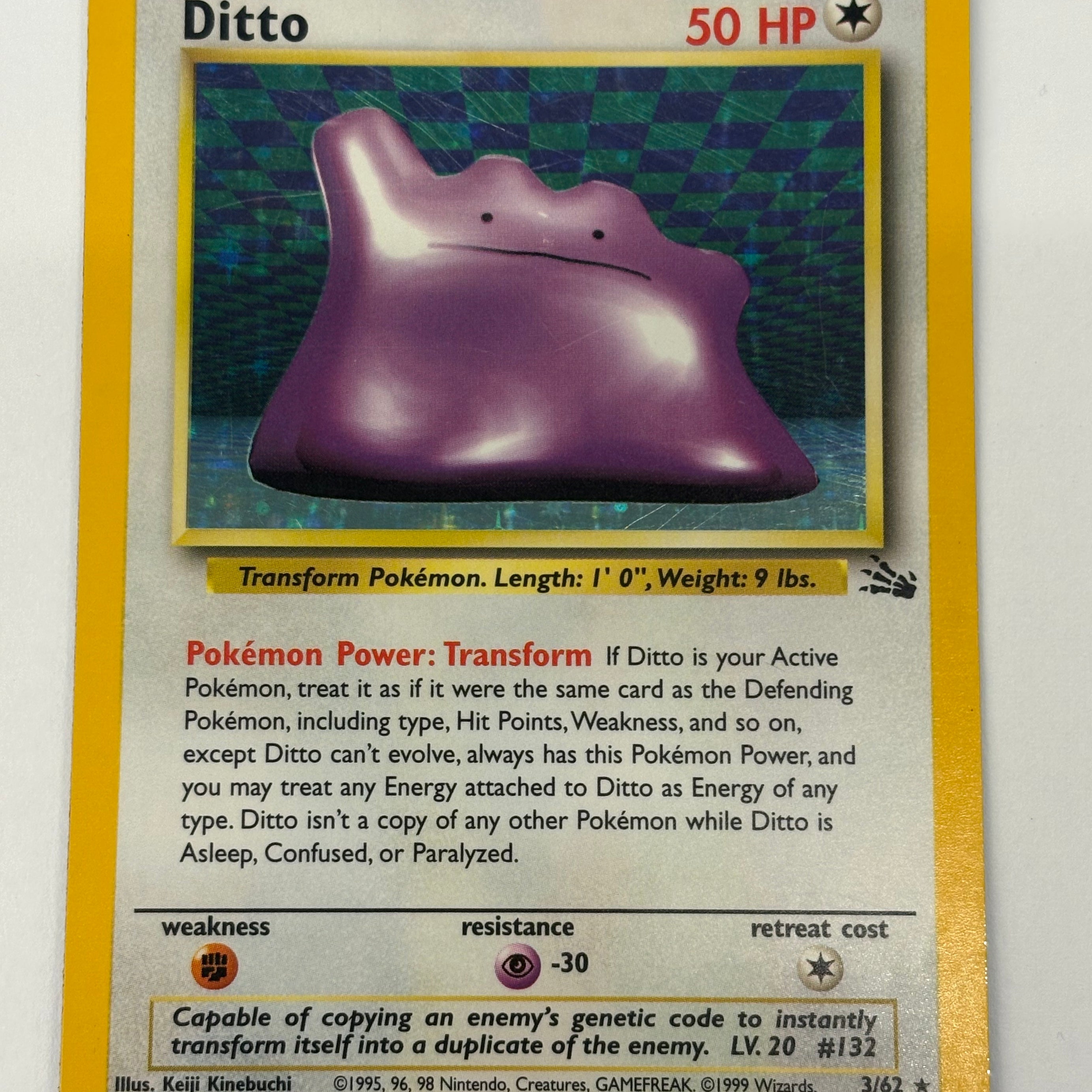 Pokémon TCG - Fossil Unlimited Ditto Holo 3/62 LP